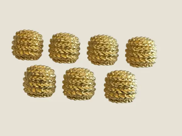 Vintage Fashion Buttons | 1950s Boutons Kocher France, Solid Gold Plated Luxury Set of 7