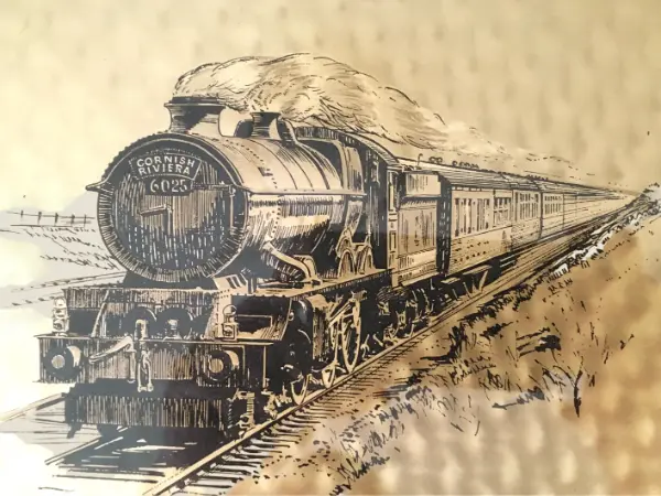Vintage Print | Cornish Riviera 6025 King Henry III Locomotive, Framed Steam Engine Art