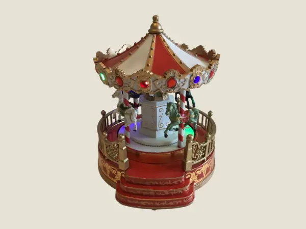 Vintage Carousel | Musical Horse Merry-Go-Round with LED Lights, Working Display Piece
