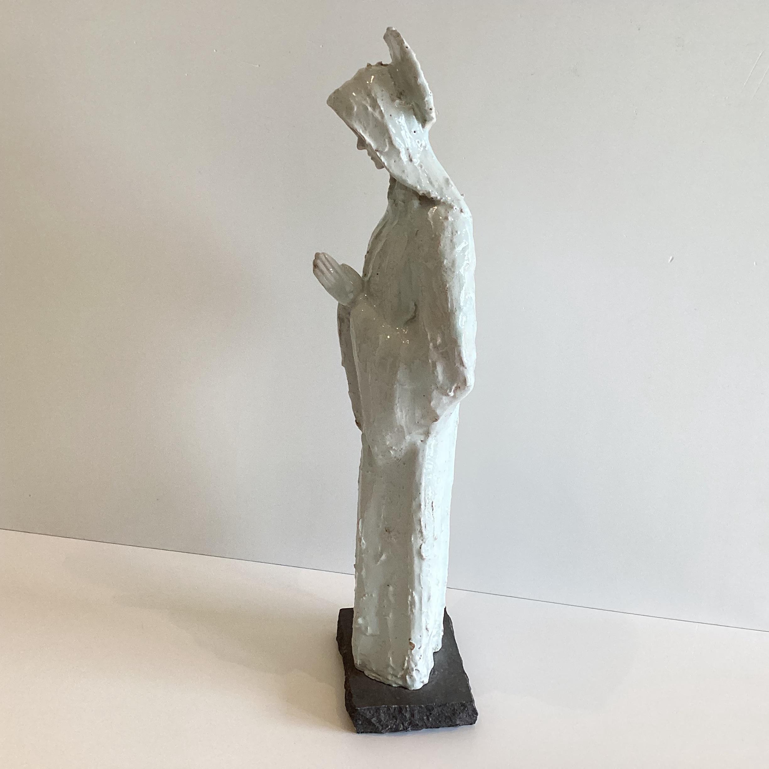 Vintage Religious Art — Large Madonna Sculpture in Majolica, Ernest Patris (1930s) Belgian Artist — photo 6 of 11