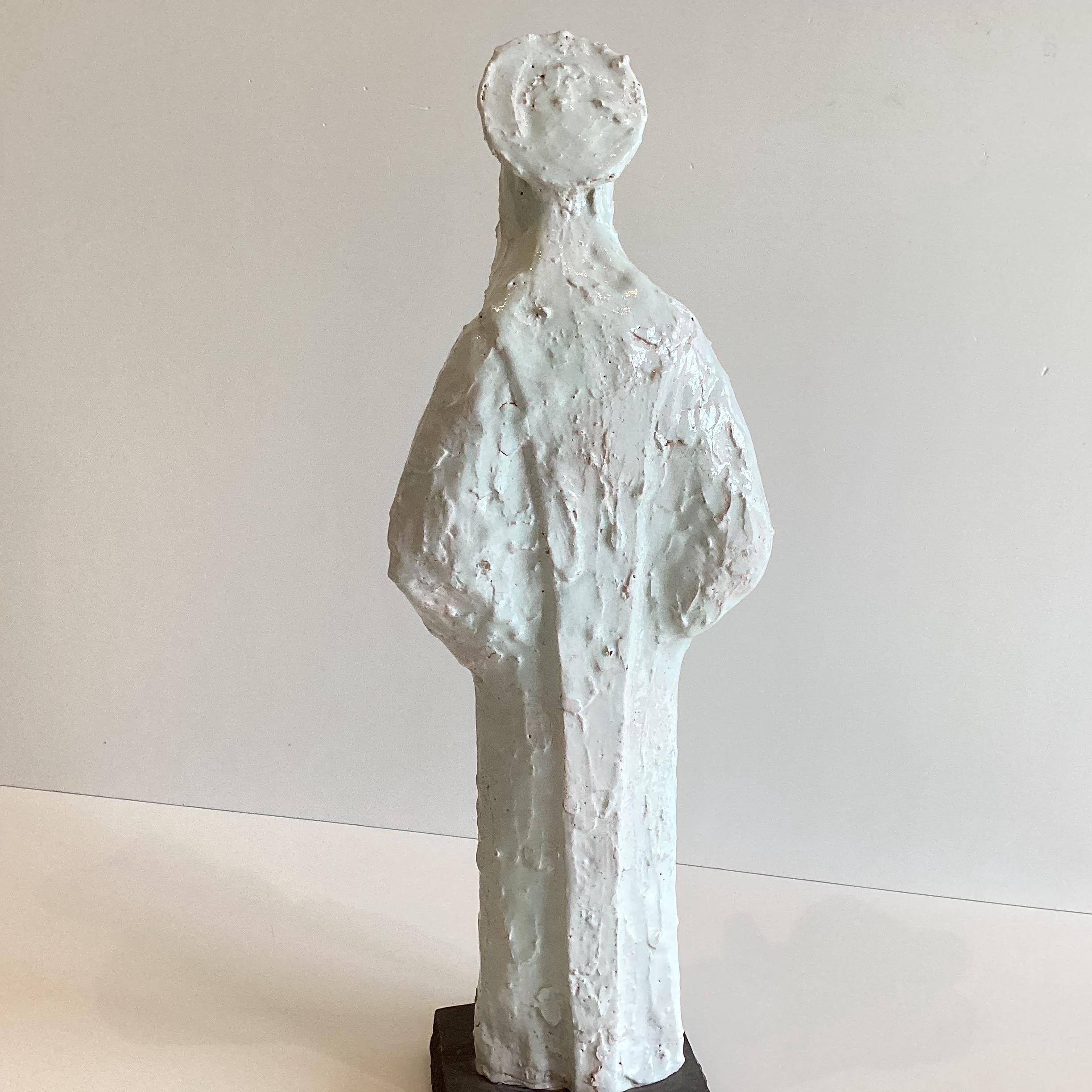 Vintage Religious Art — Large Madonna Sculpture in Majolica, Ernest Patris (1930s) Belgian Artist — photo 9 of 11