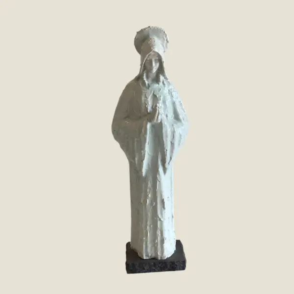 Vintage Religious Art — Large Madonna Sculpture in Majolica, Ernest Patris (1930s) Belgian Artist