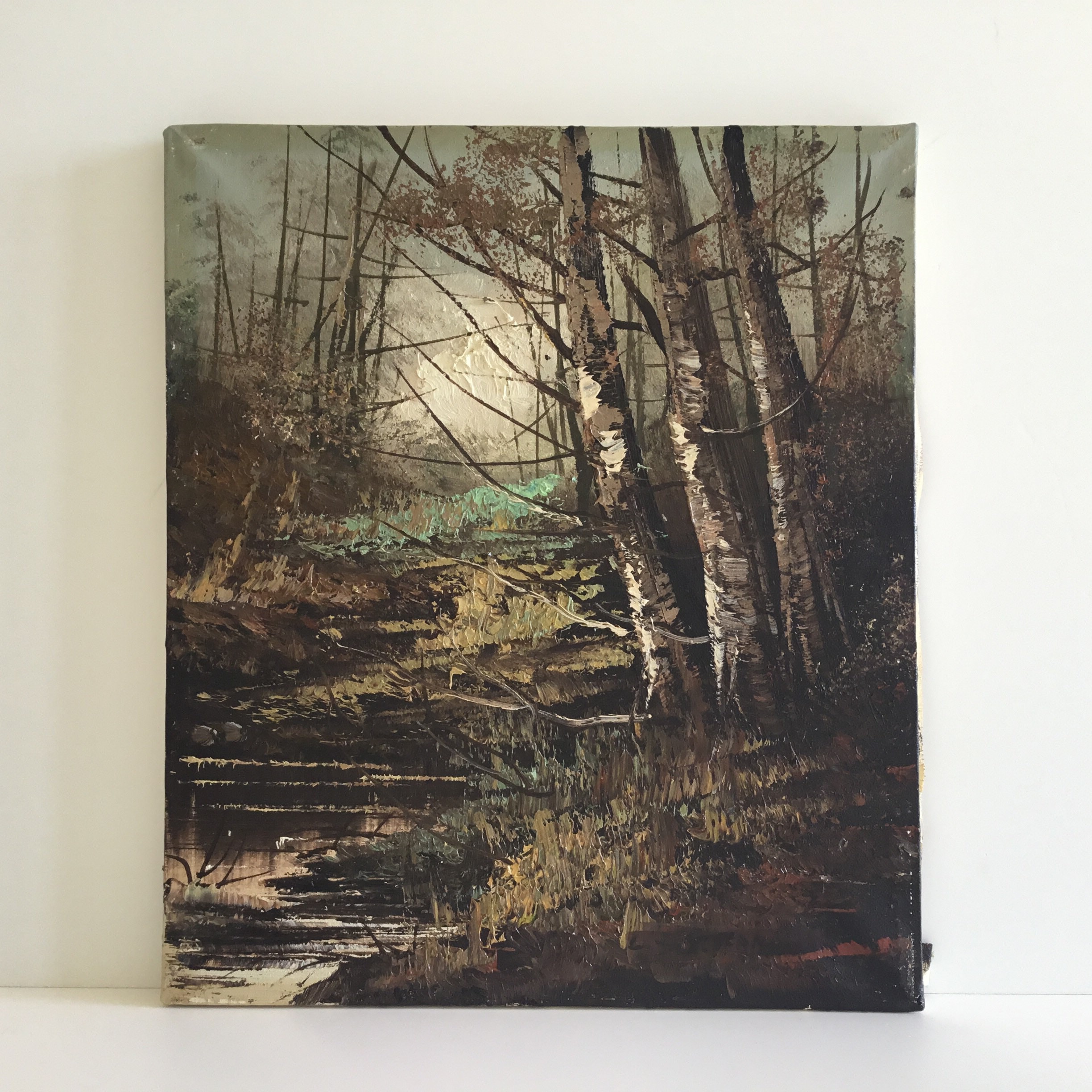 Vintage Painting | 1950s Autumn Forest Landscape by Carlo Di Stefano, Italian Artist — photo 2 of 11