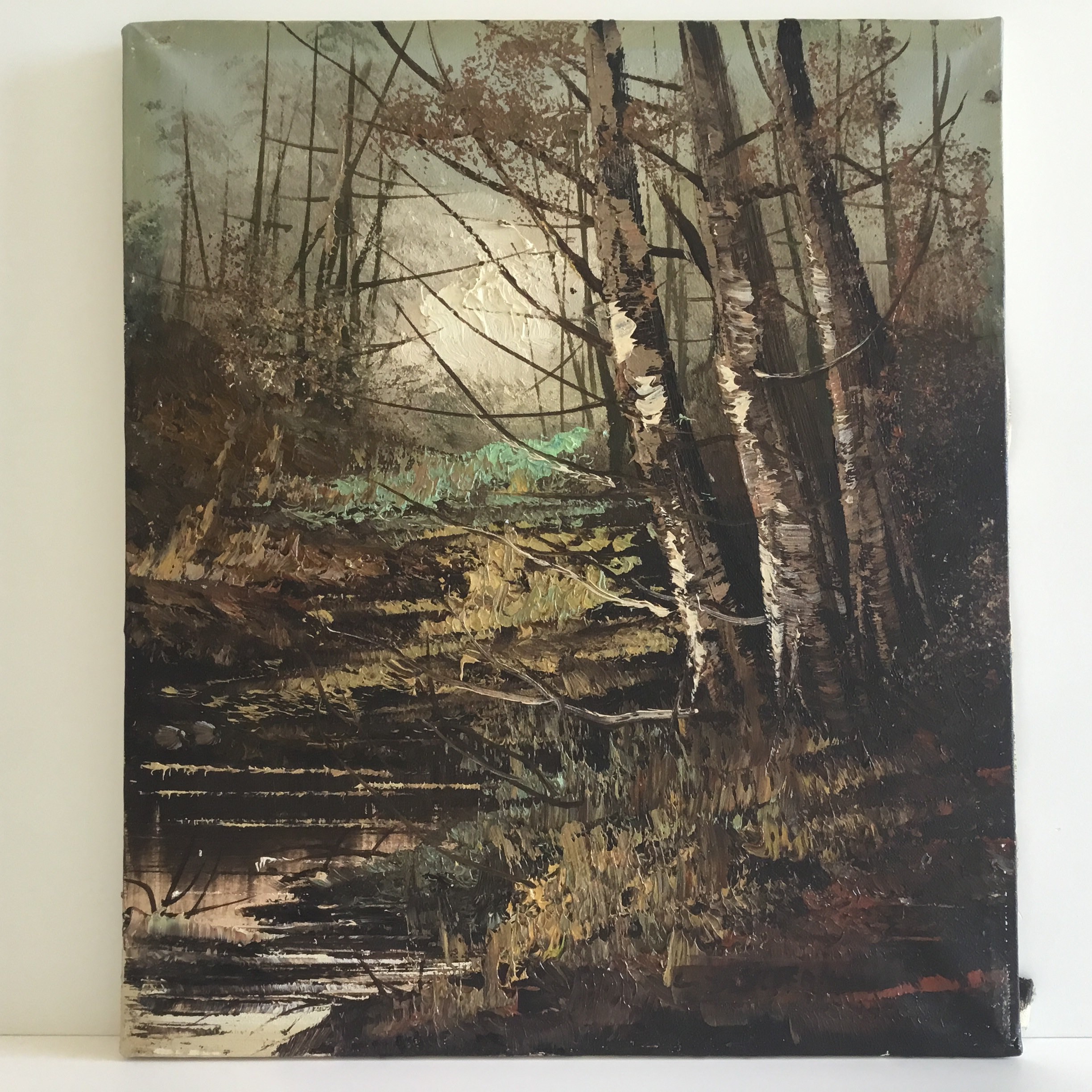 Vintage Painting | 1950s Autumn Forest Landscape by Carlo Di Stefano, Italian Artist — photo 3 of 11