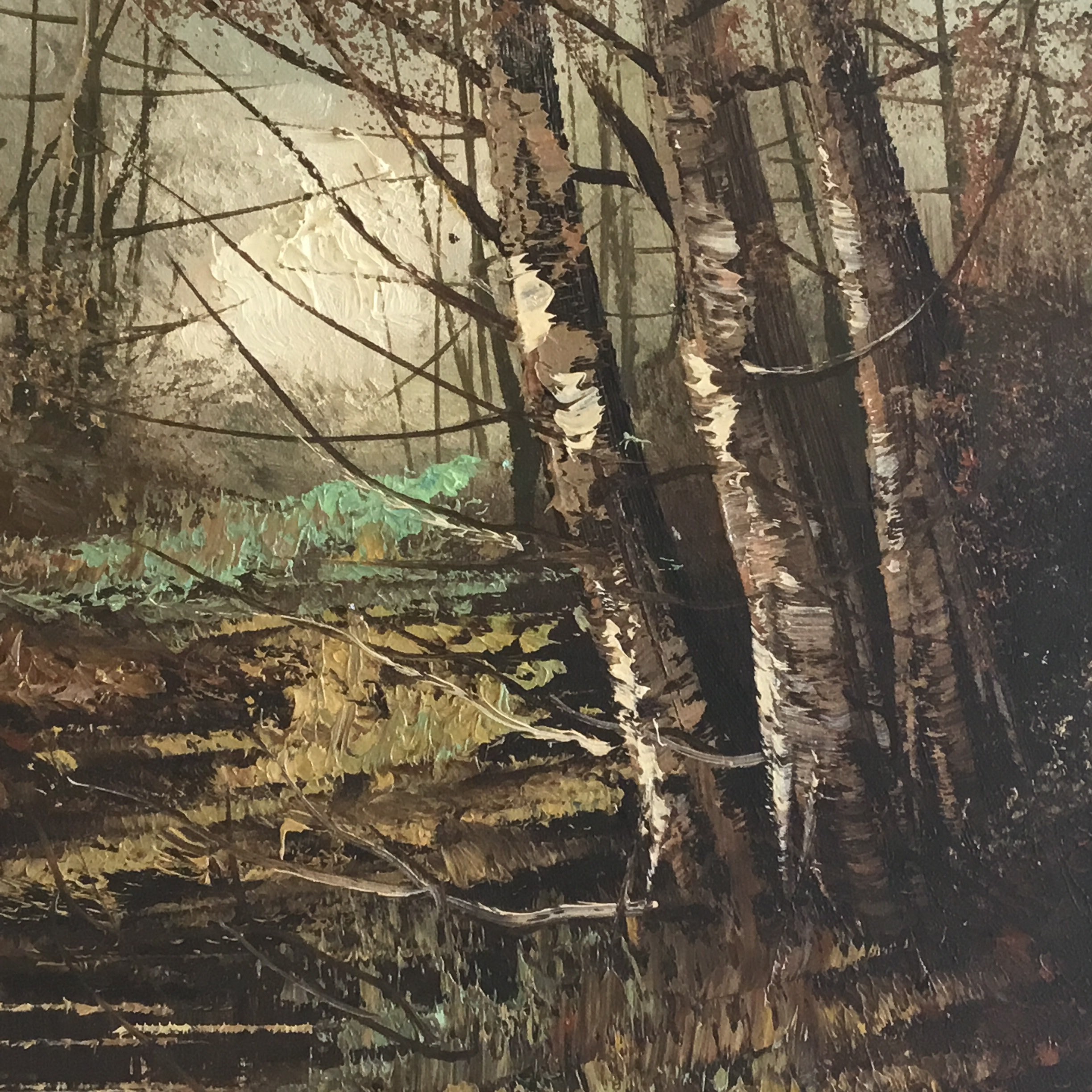 Vintage Painting | 1950s Autumn Forest Landscape by Carlo Di Stefano, Italian Artist — photo 6 of 11
