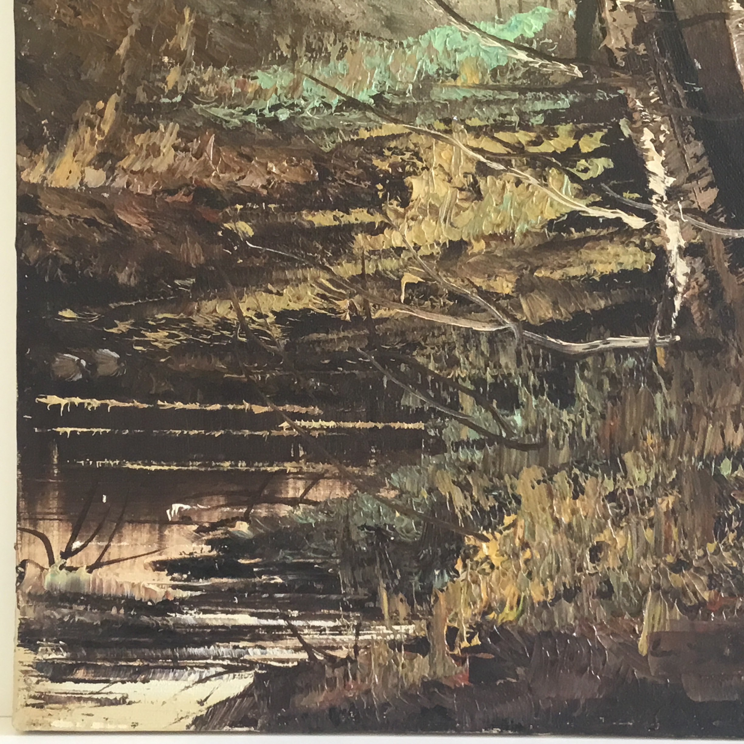 Vintage Painting | 1950s Autumn Forest Landscape by Carlo Di Stefano, Italian Artist — photo 9 of 11