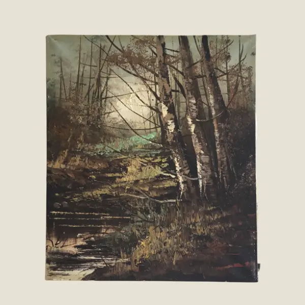 Vintage Painting | 1950s Autumn Forest Landscape by Carlo Di Stefano, Italian Artist