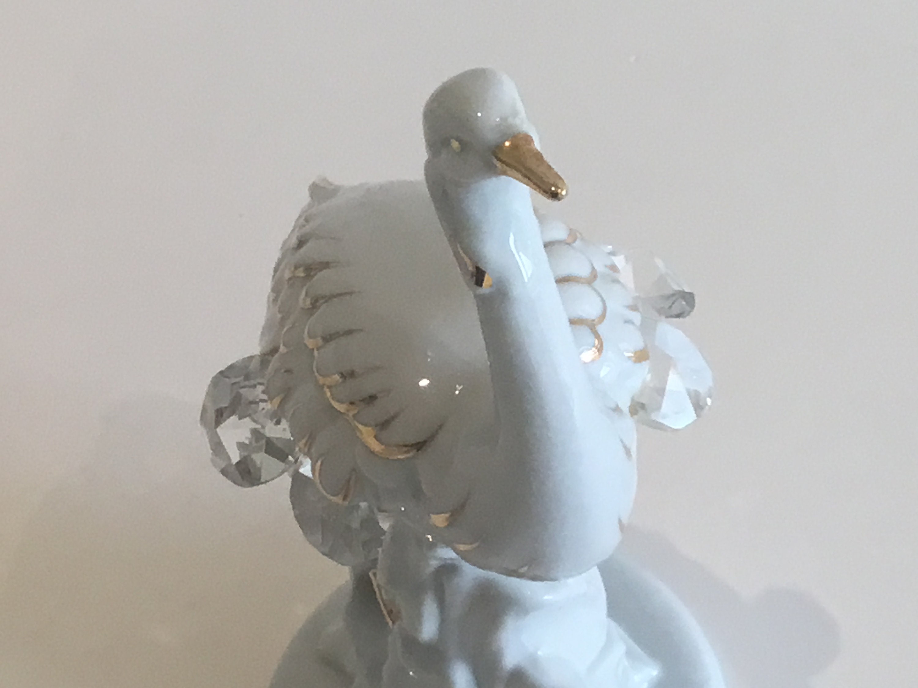 Vintage Italian Figurine | Carpié 1950s Ostrich, Porcelain with 24K Gold & Crystals — photo 4 of 10