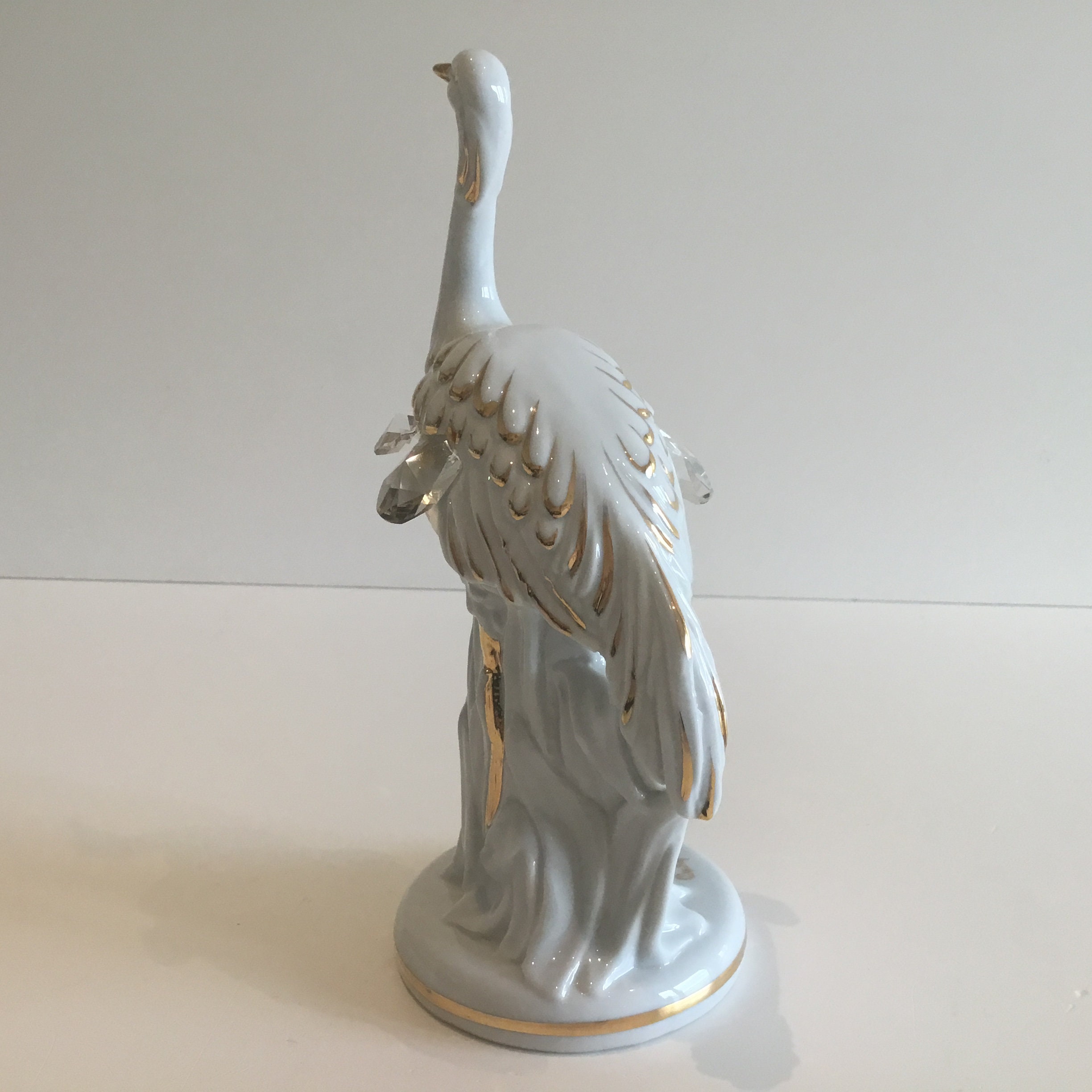 Vintage Italian Figurine | Carpié 1950s Ostrich, Porcelain with 24K Gold & Crystals — photo 5 of 10