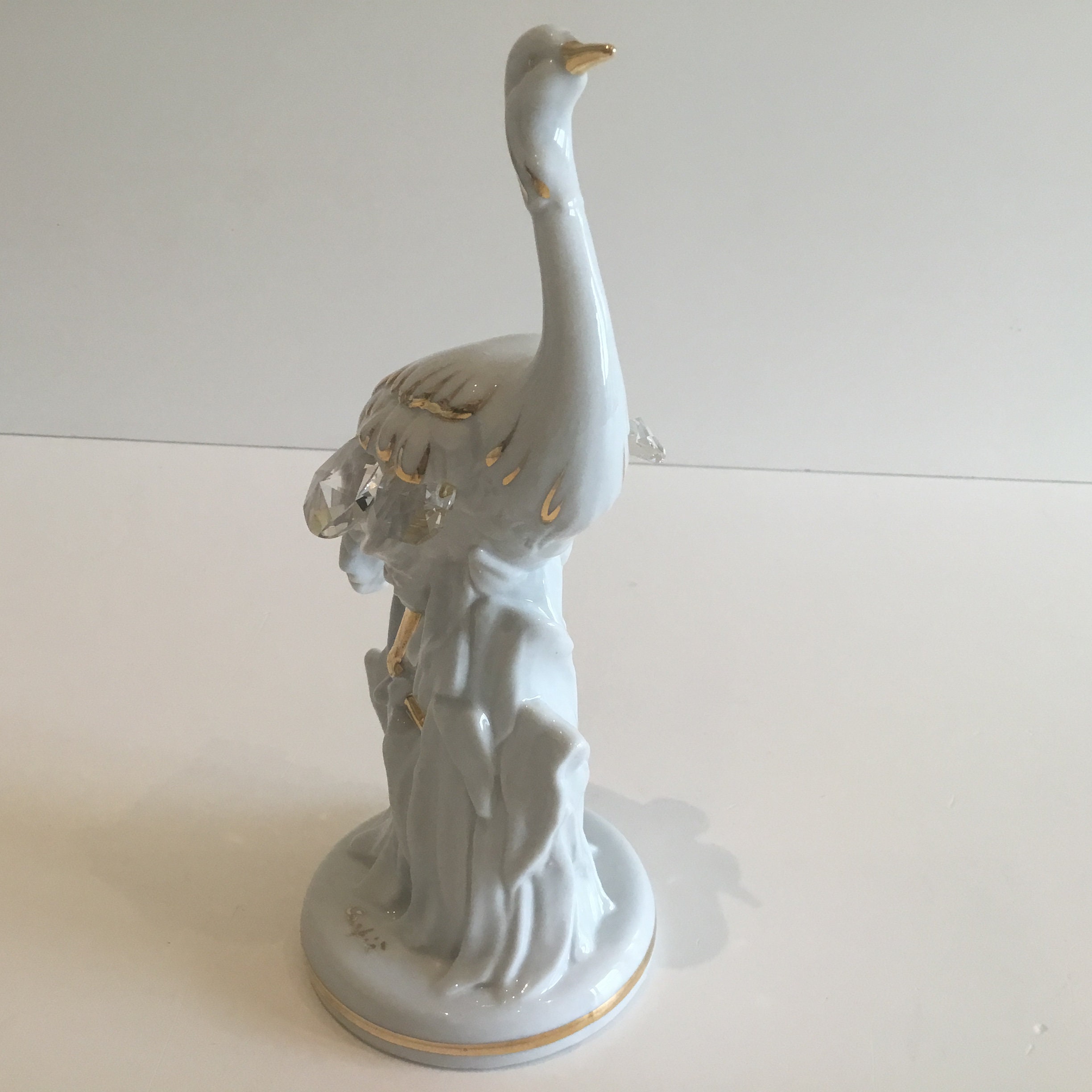 Vintage Italian Figurine | Carpié 1950s Ostrich, Porcelain with 24K Gold & Crystals — photo 6 of 10
