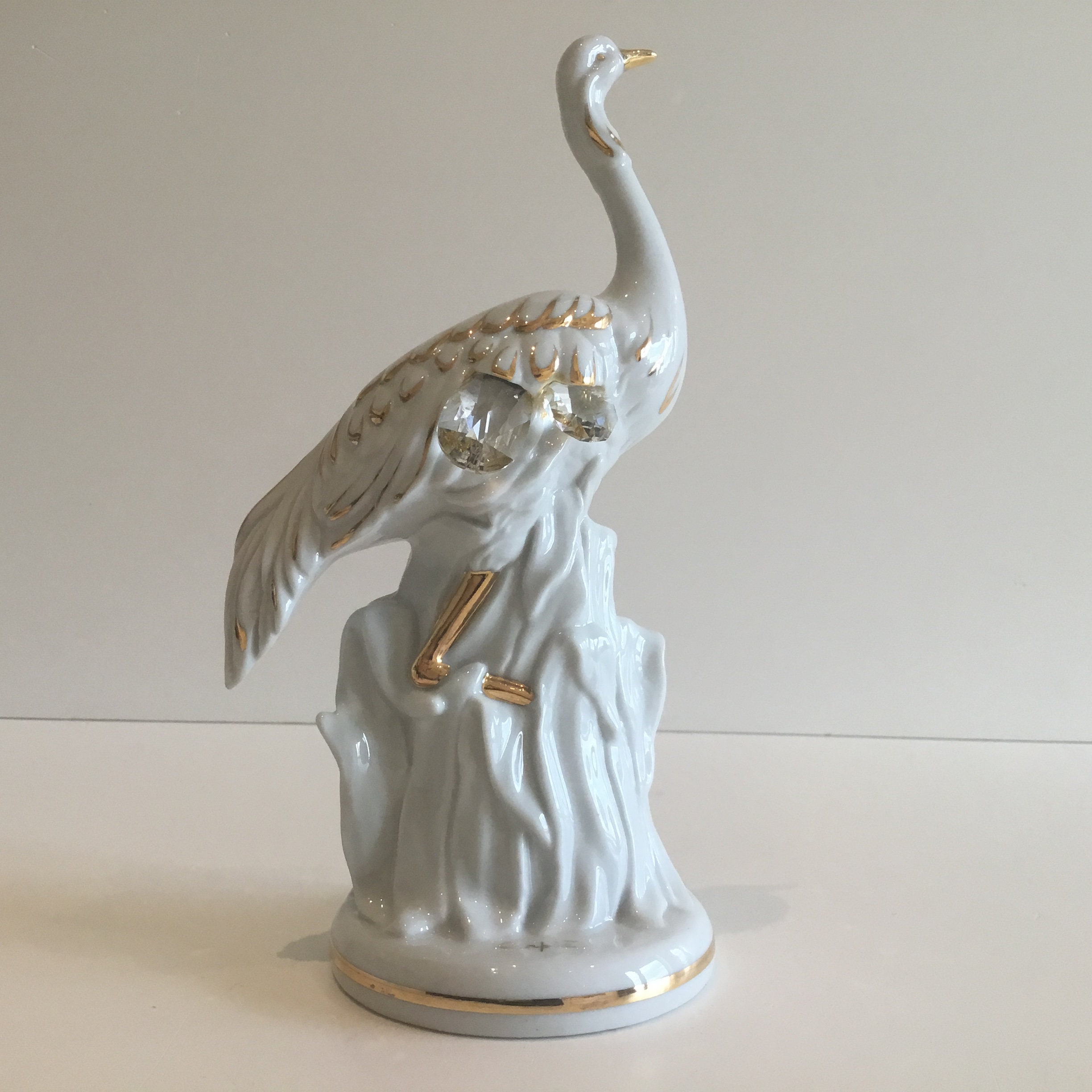 Vintage Italian Figurine | Carpié 1950s Ostrich, Porcelain with 24K Gold & Crystals — photo 10 of 10