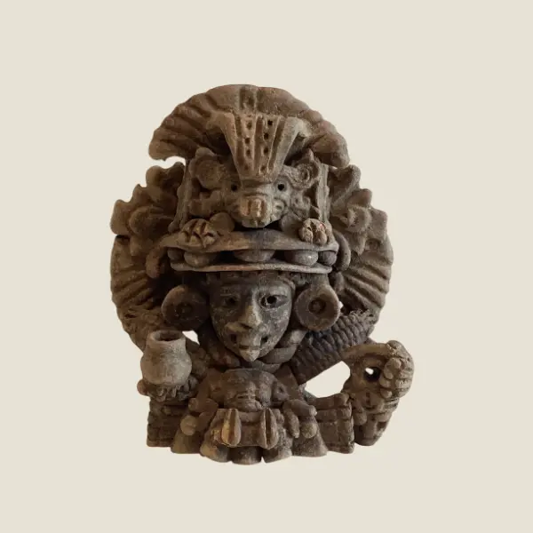 Antique Sculpture | 1900s Zapotec Culture Incense Holder, Monte Albán Oaxaca Mexico