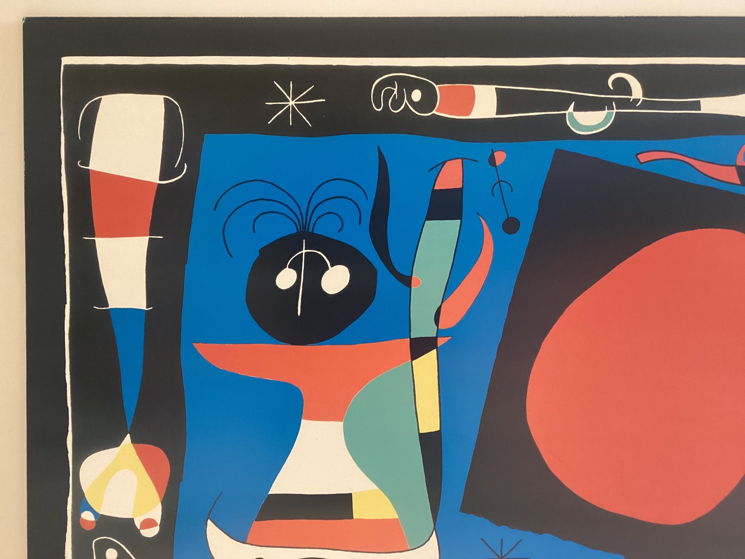 Original Vintage Joan Miro Lithographic Mixed Media Surrealistic Poster, Paris 1991 ADAGP — photo 4 of 9