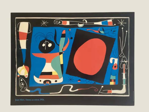 Original Vintage Joan Miro Lithographic Mixed Media Surrealistic Poster, Paris 1991 ADAGP
