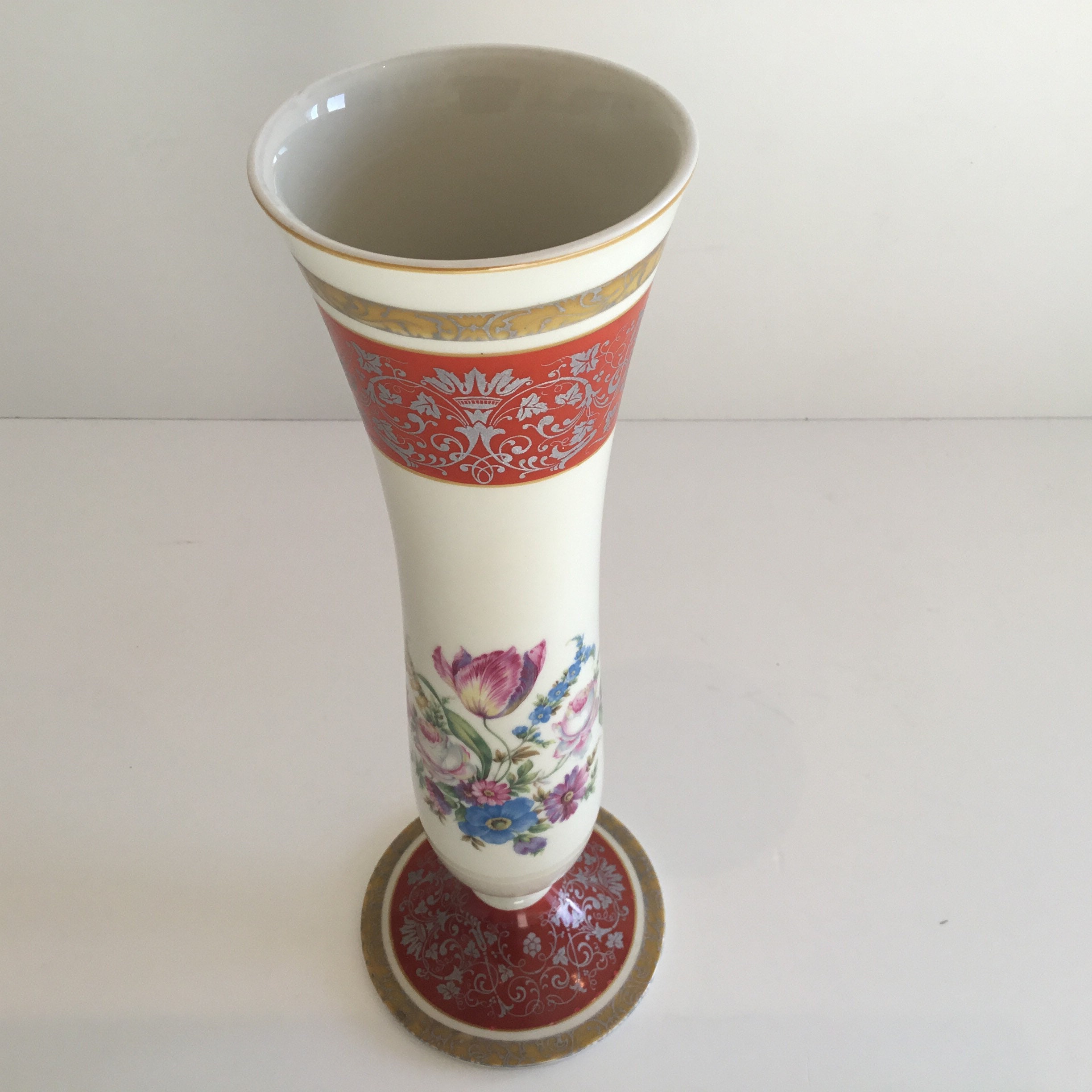 Vintage Porcelain Vase | Rosenthal Germany 1940s, Hand Painted Floral Decorated — photo 6 of 10