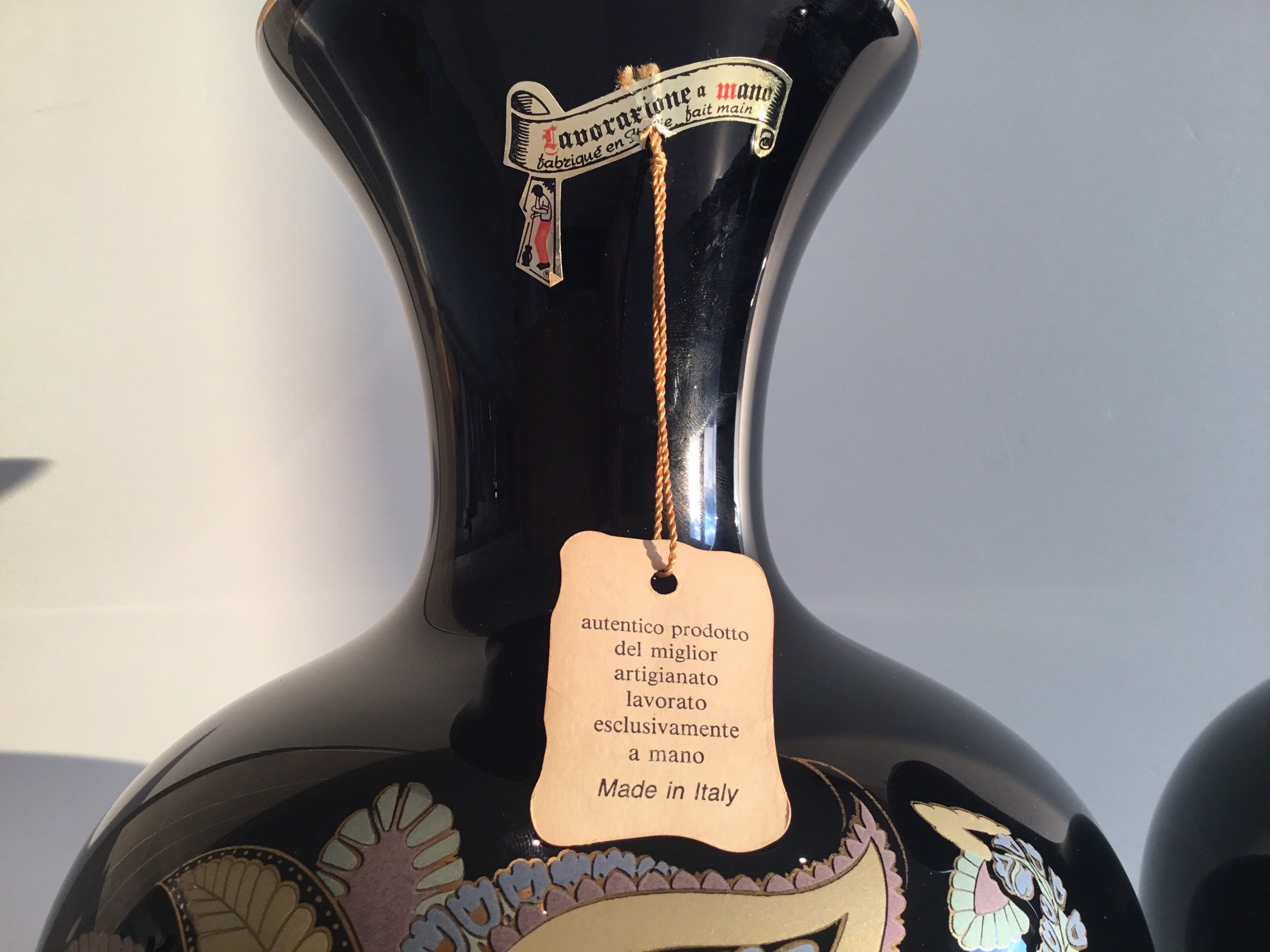 Antique Glass Vases (1940s) Murano Handcrafted and Hand-Painted, Pure Gold Decoration — photo 6 of 11