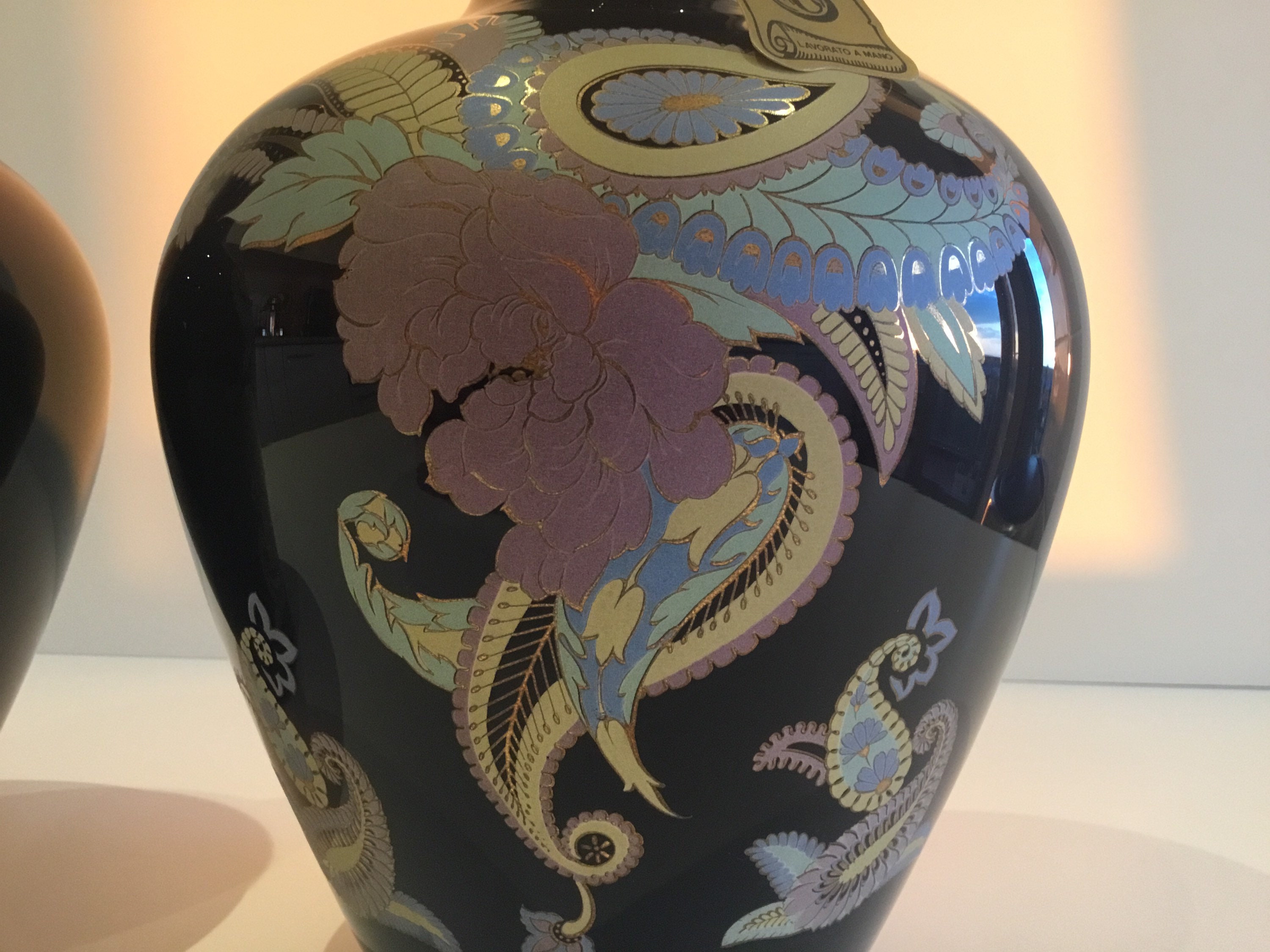 Antique Glass Vases (1940s) Murano Handcrafted and Hand-Painted, Pure Gold Decoration — photo 7 of 11
