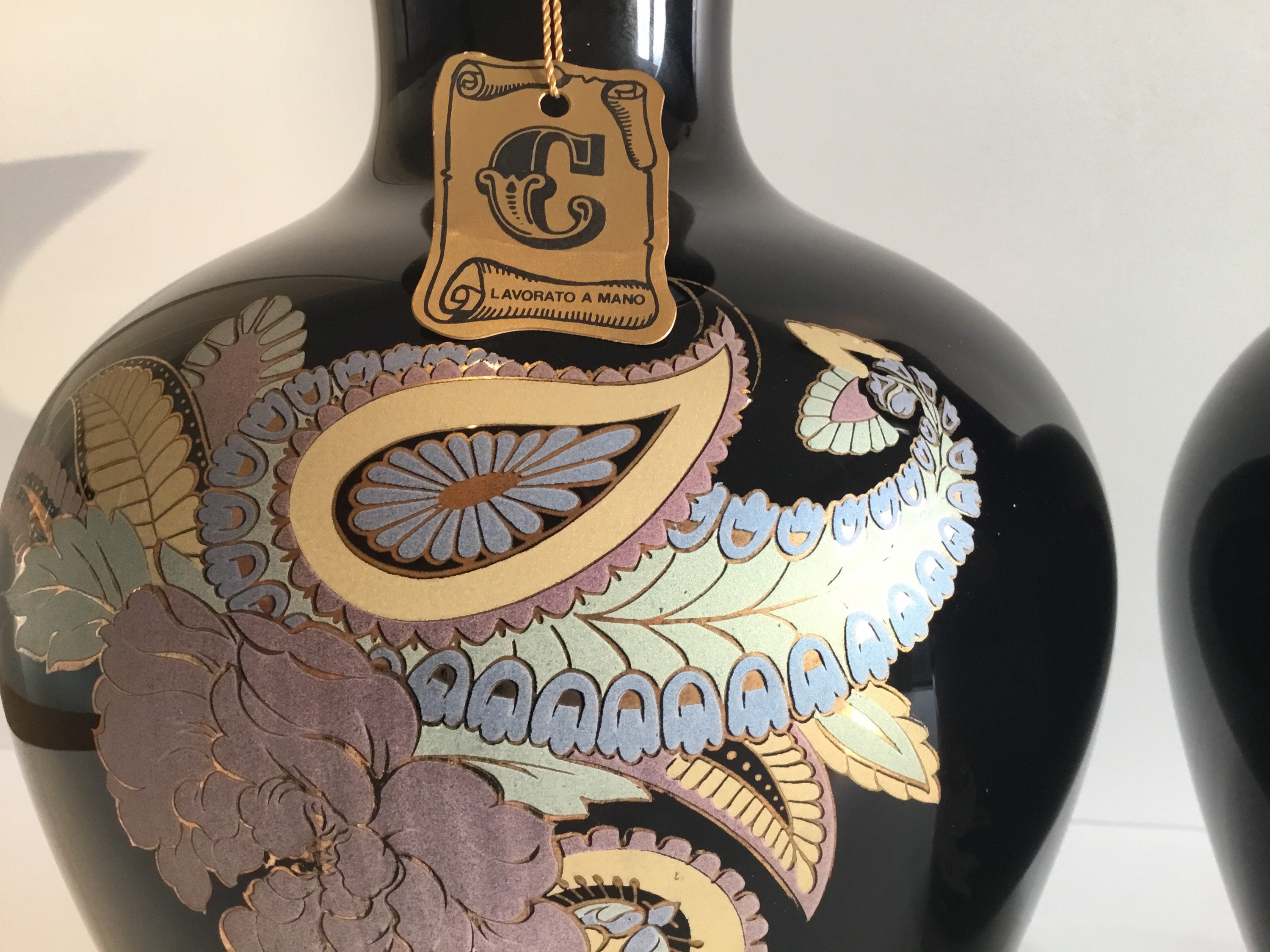 Antique Glass Vases (1940s) Murano Handcrafted and Hand-Painted, Pure Gold Decoration — photo 8 of 11