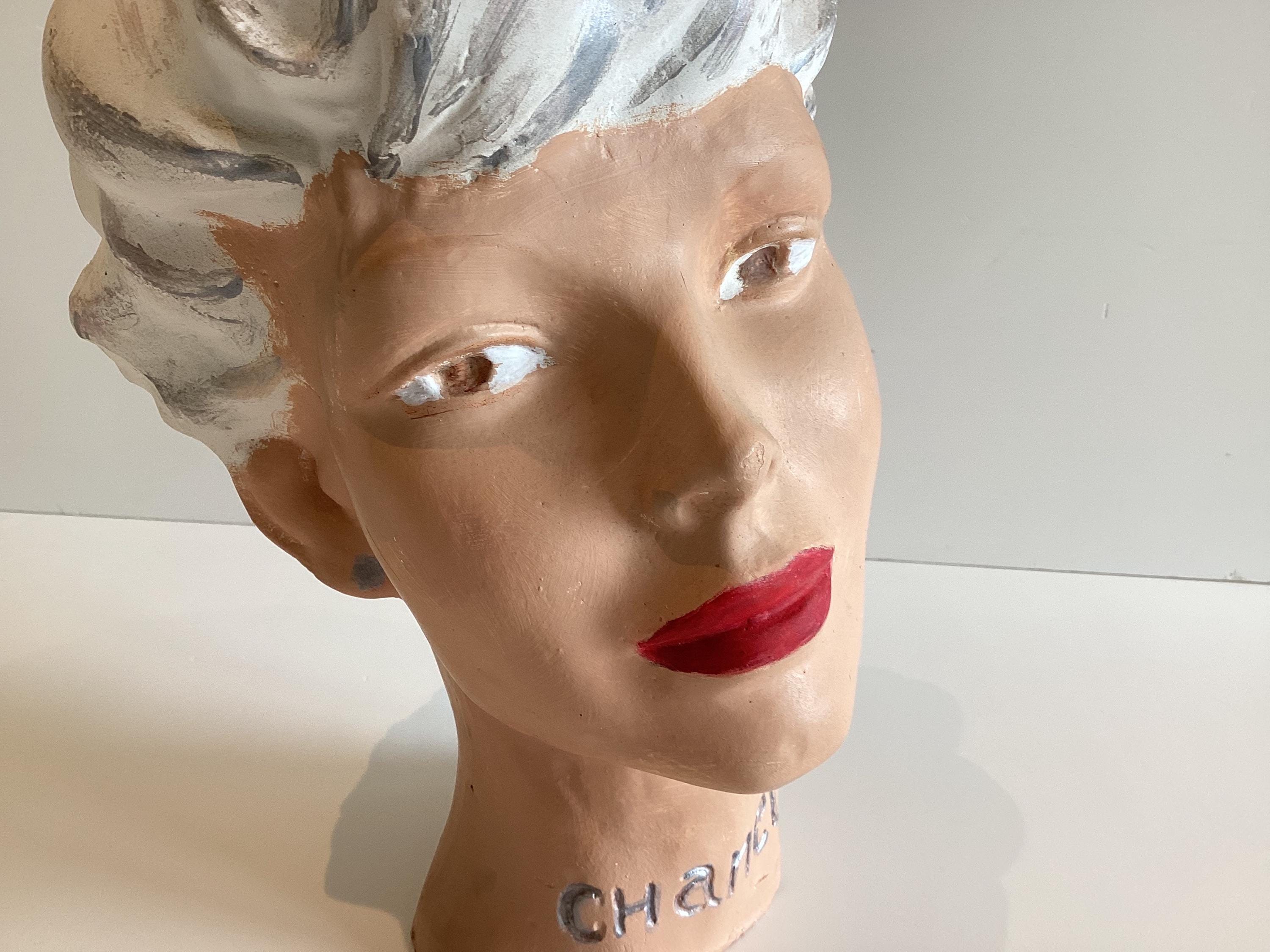 Vintage Chanel Mannequin Head | 1930s Art Deco Plaster Bust, Paris Haute Couture Display — photo 11 of 11