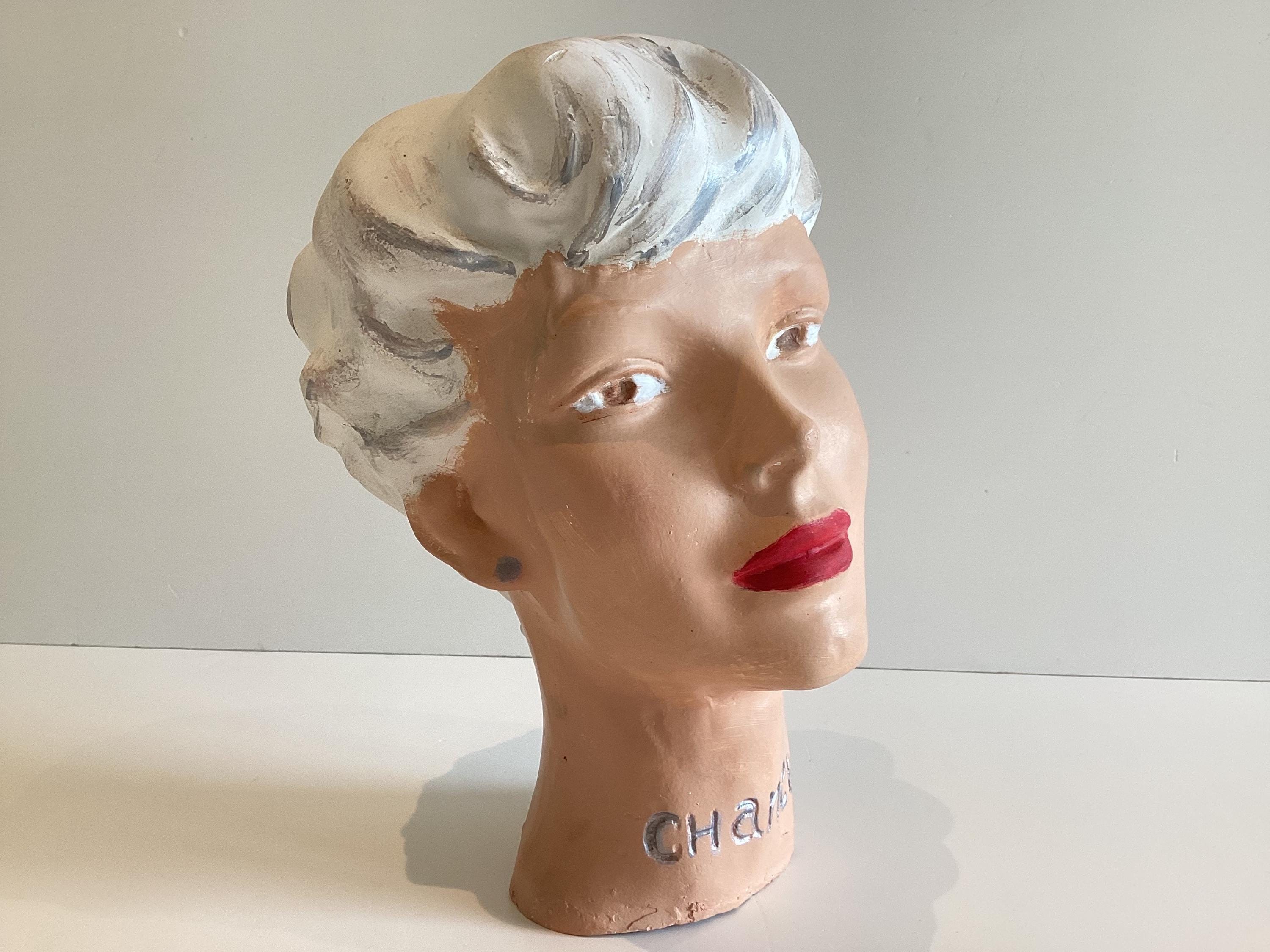 Vintage Chanel Mannequin Head | 1930s Art Deco Plaster Bust, Paris Haute Couture Display — photo 4 of 11