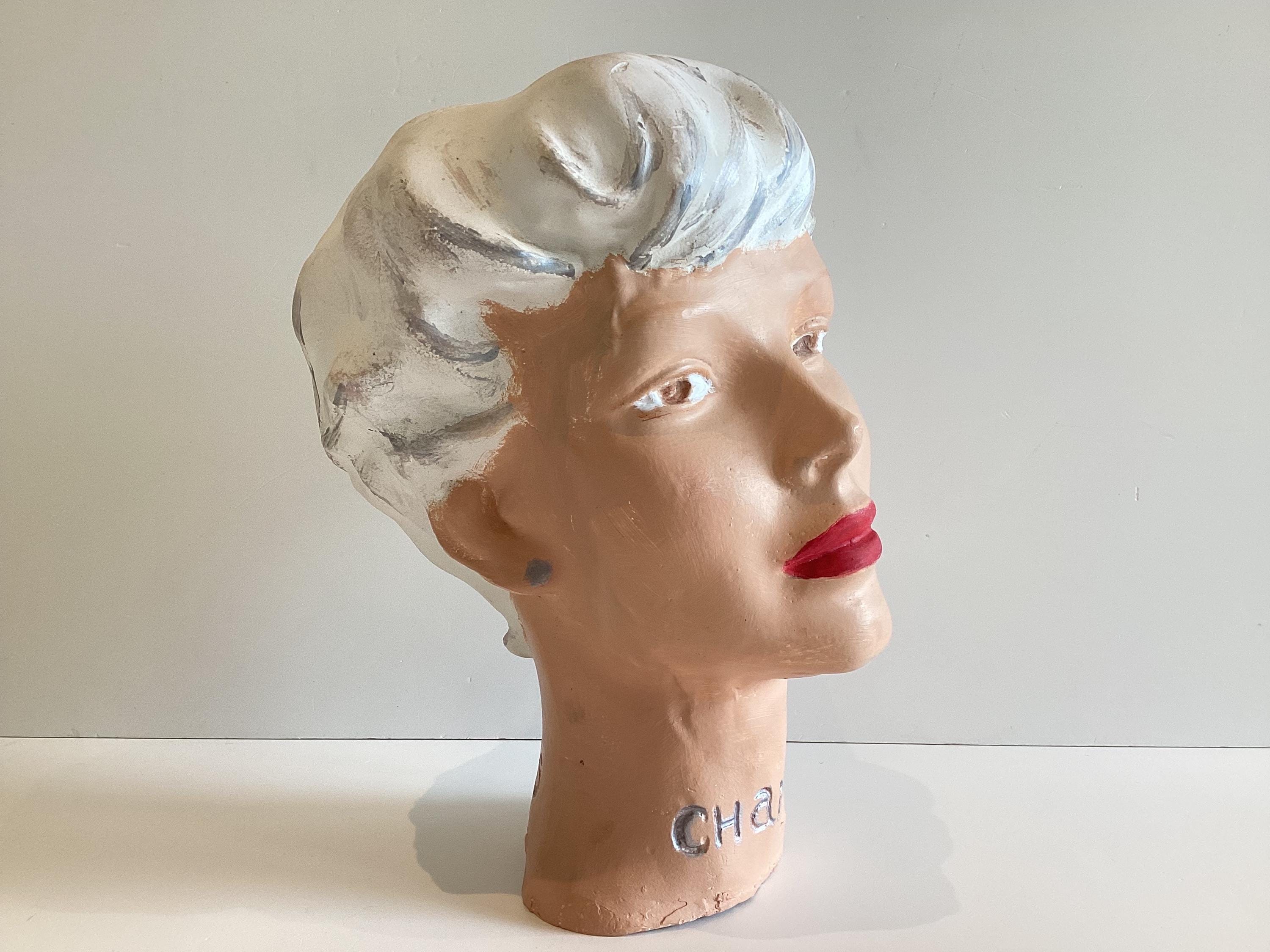 Vintage Chanel Mannequin Head | 1930s Art Deco Plaster Bust, Paris Haute Couture Display — photo 6 of 11