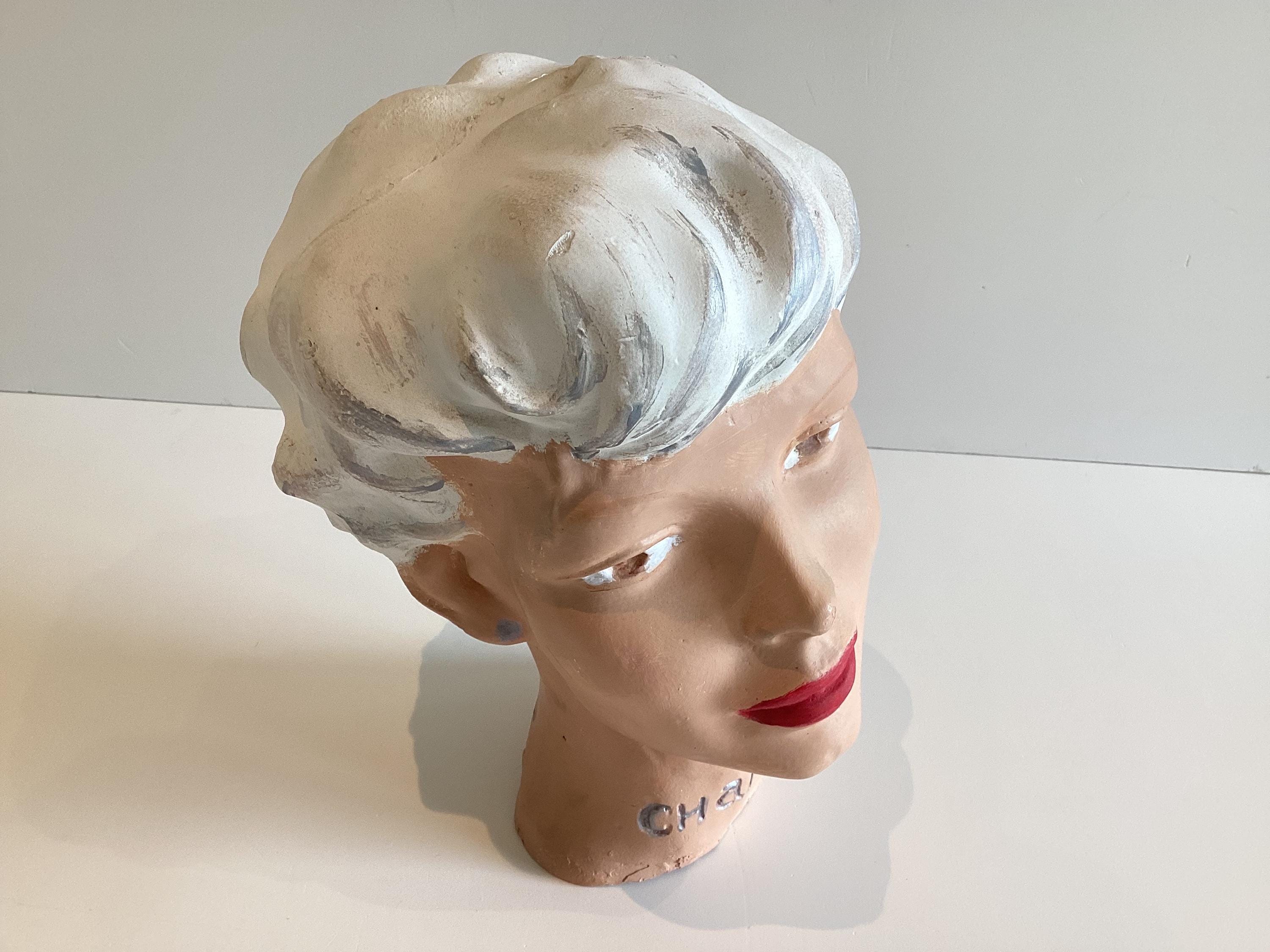 Vintage Chanel Mannequin Head | 1930s Art Deco Plaster Bust, Paris Haute Couture Display — photo 7 of 11