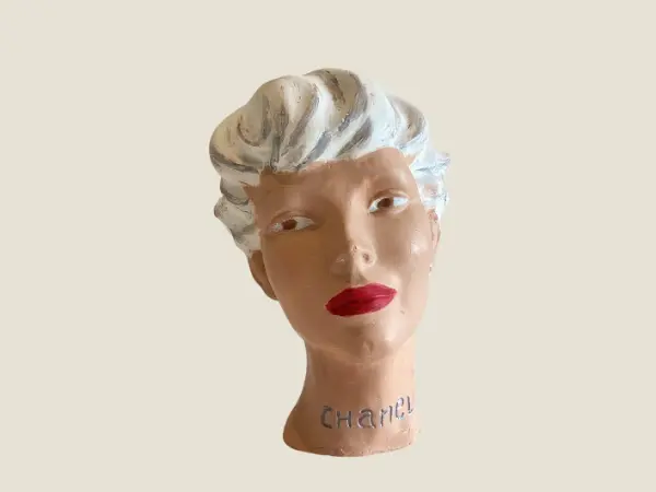 Vintage Chanel Mannequin Head | 1930s Art Deco Plaster Bust, Paris Haute Couture Display
