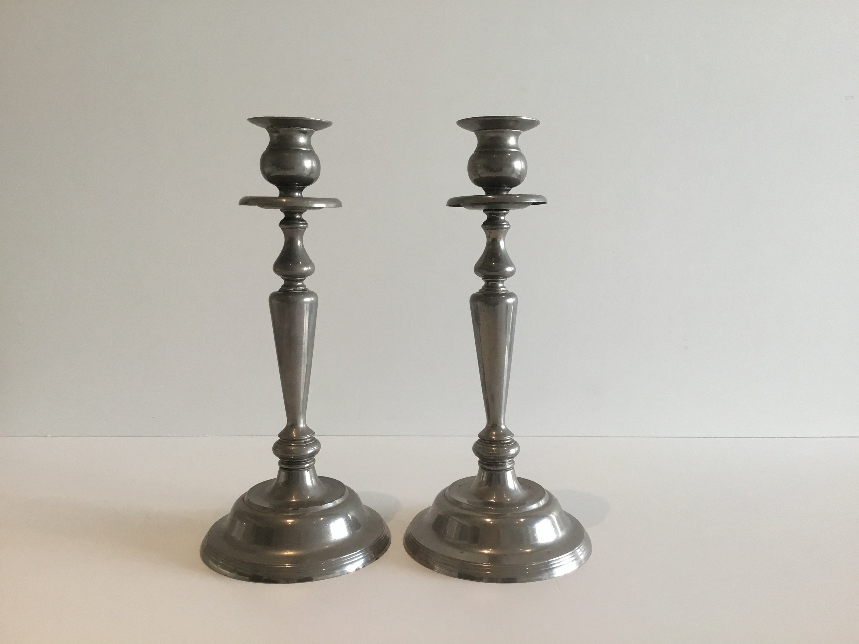 Art Deco Candlesticks French Aluminum Alloy Pair Vintage France 1930s — photo 2 of 8