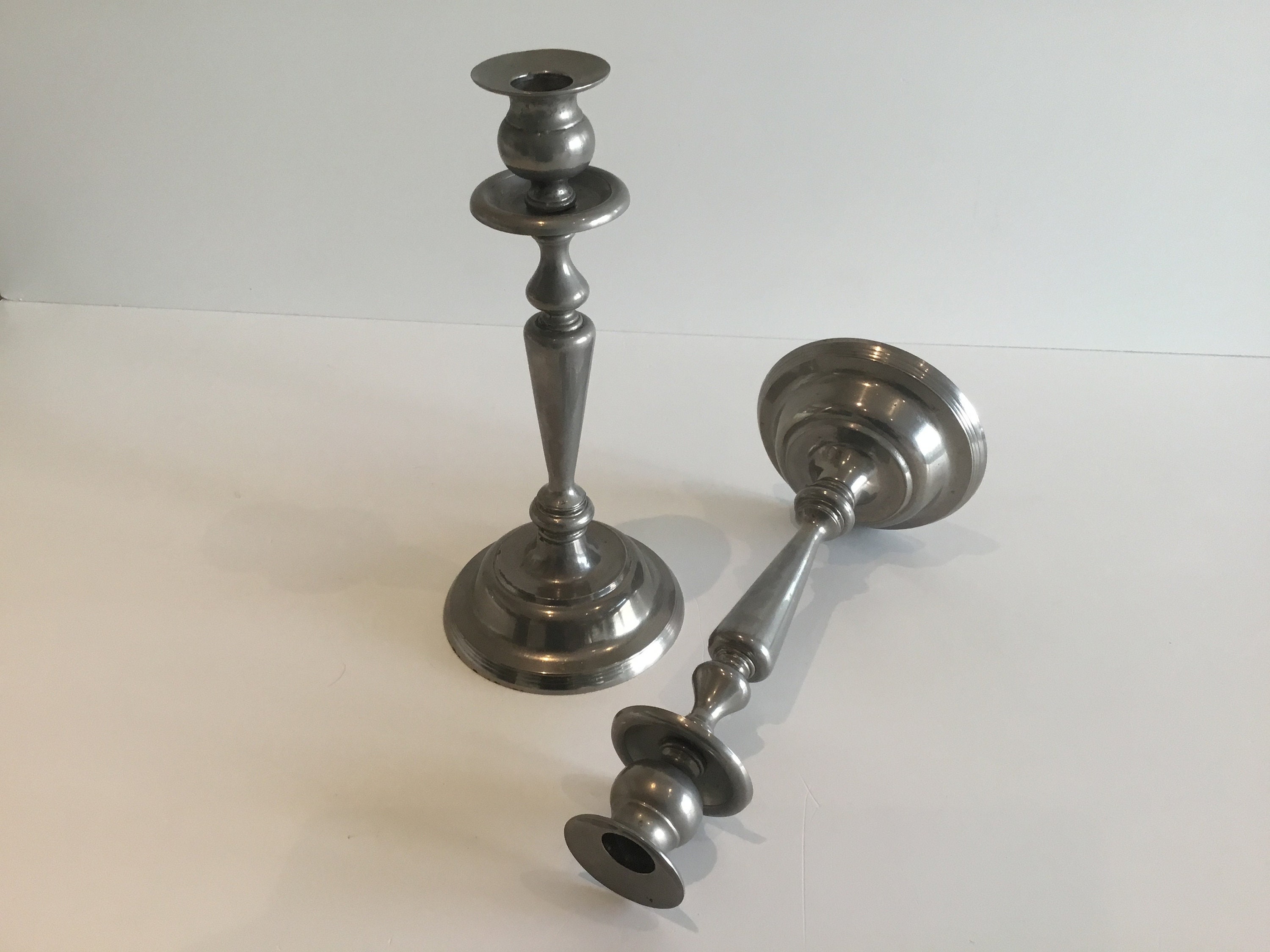 Art Deco Candlesticks French Aluminum Alloy Pair Vintage France 1930s — photo 4 of 8