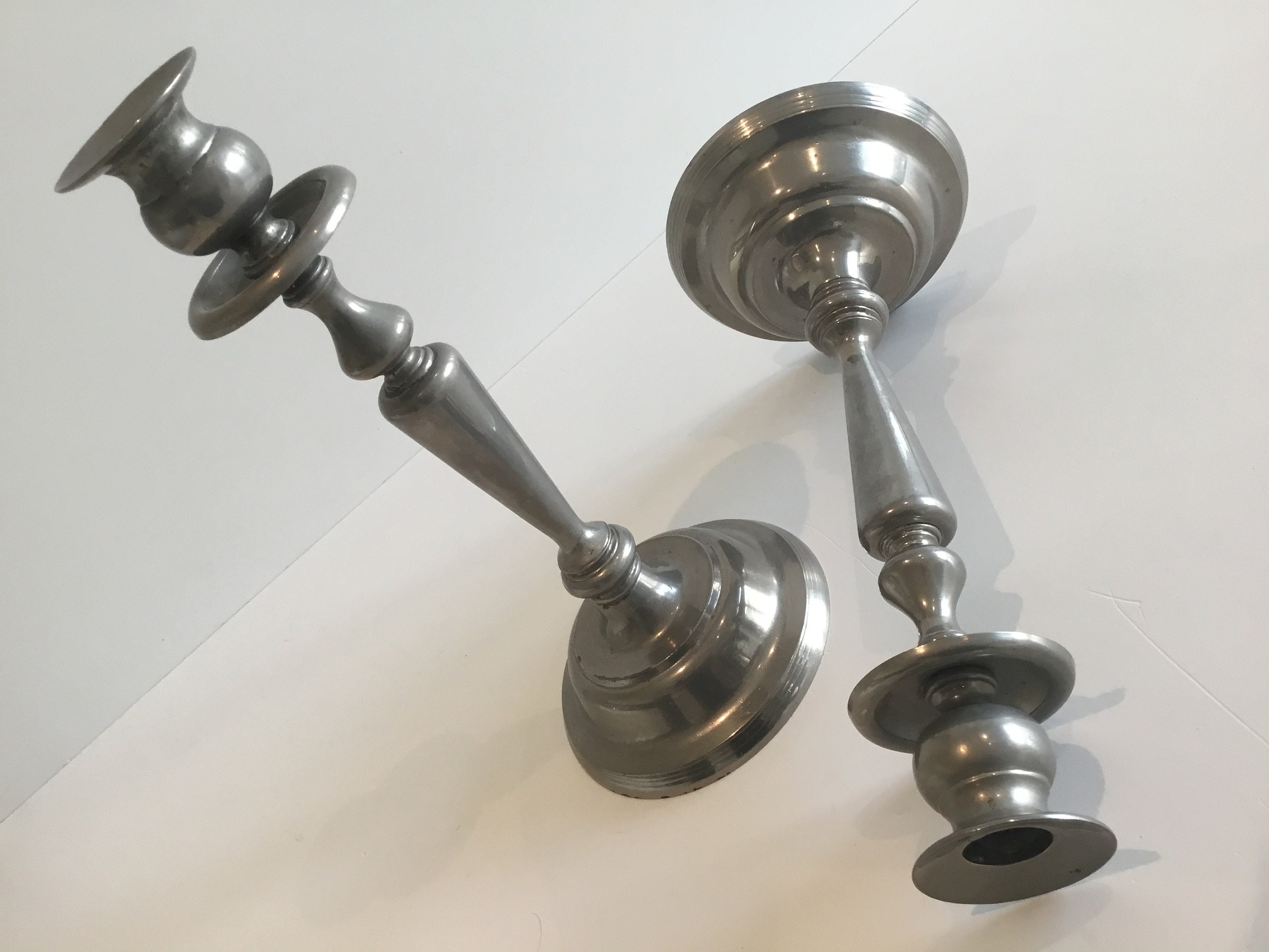 Art Deco Candlesticks French Aluminum Alloy Pair Vintage France 1930s — photo 5 of 8