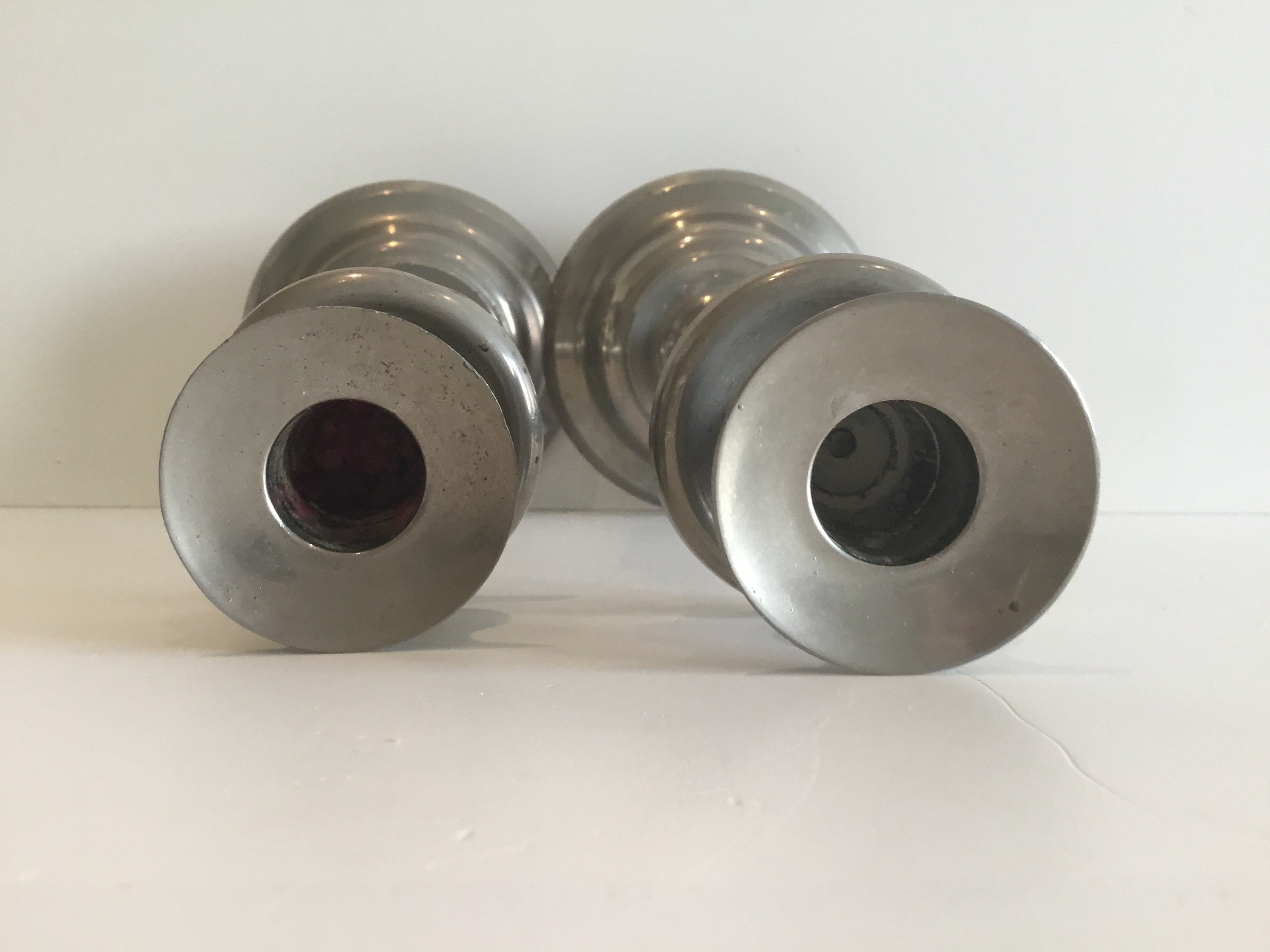 Art Deco Candlesticks French Aluminum Alloy Pair Vintage France 1930s — photo 7 of 8