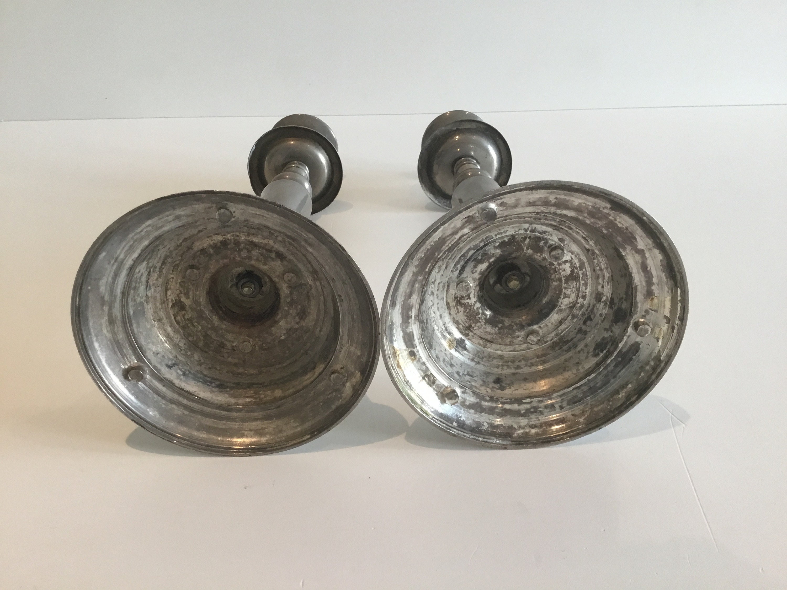 Art Deco Candlesticks French Aluminum Alloy Pair Vintage France 1930s — photo 8 of 8