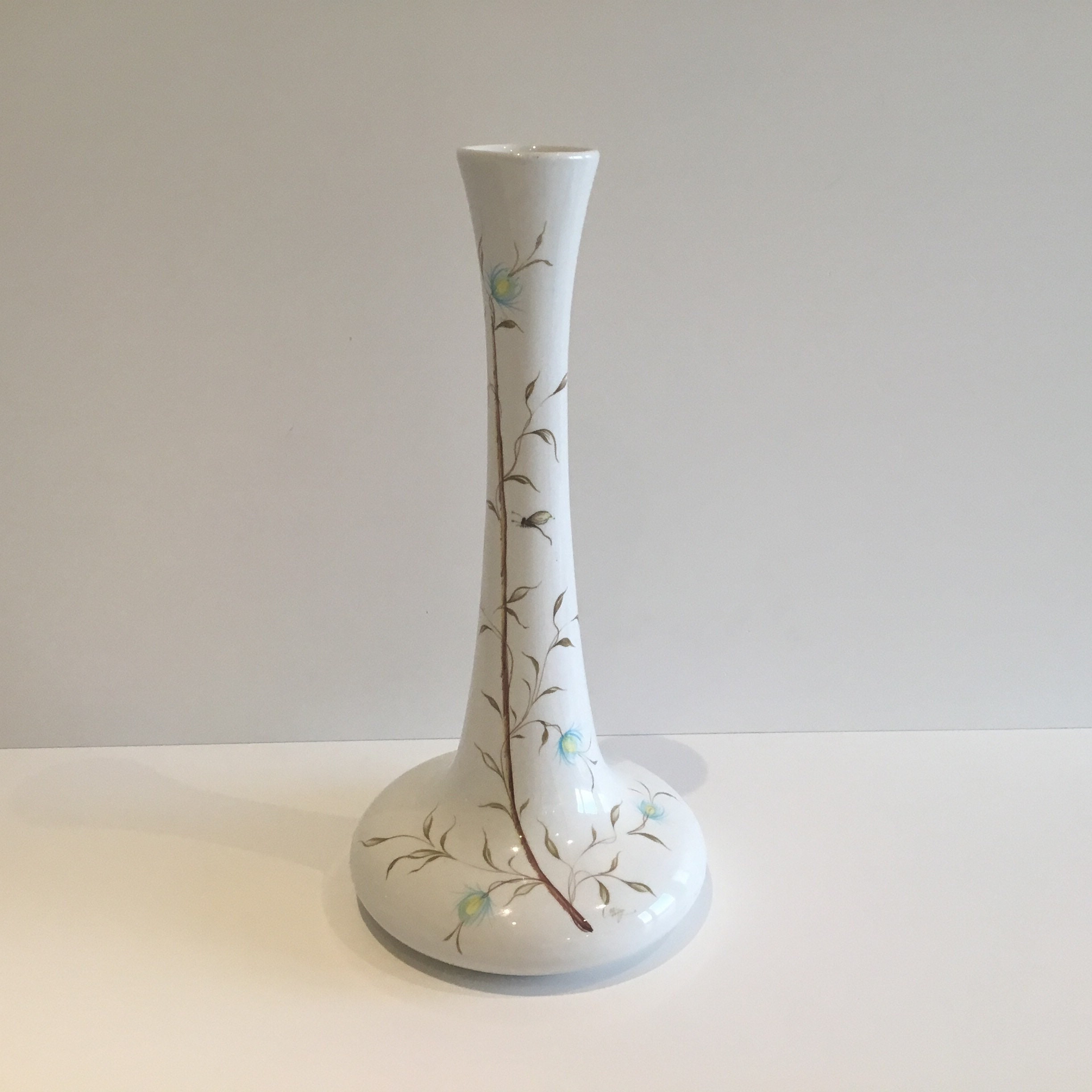Vintage Vase | 1940s Italian Art Deco Porcelain, Hand-Painted Crackle Glaze — photo 2 of 7