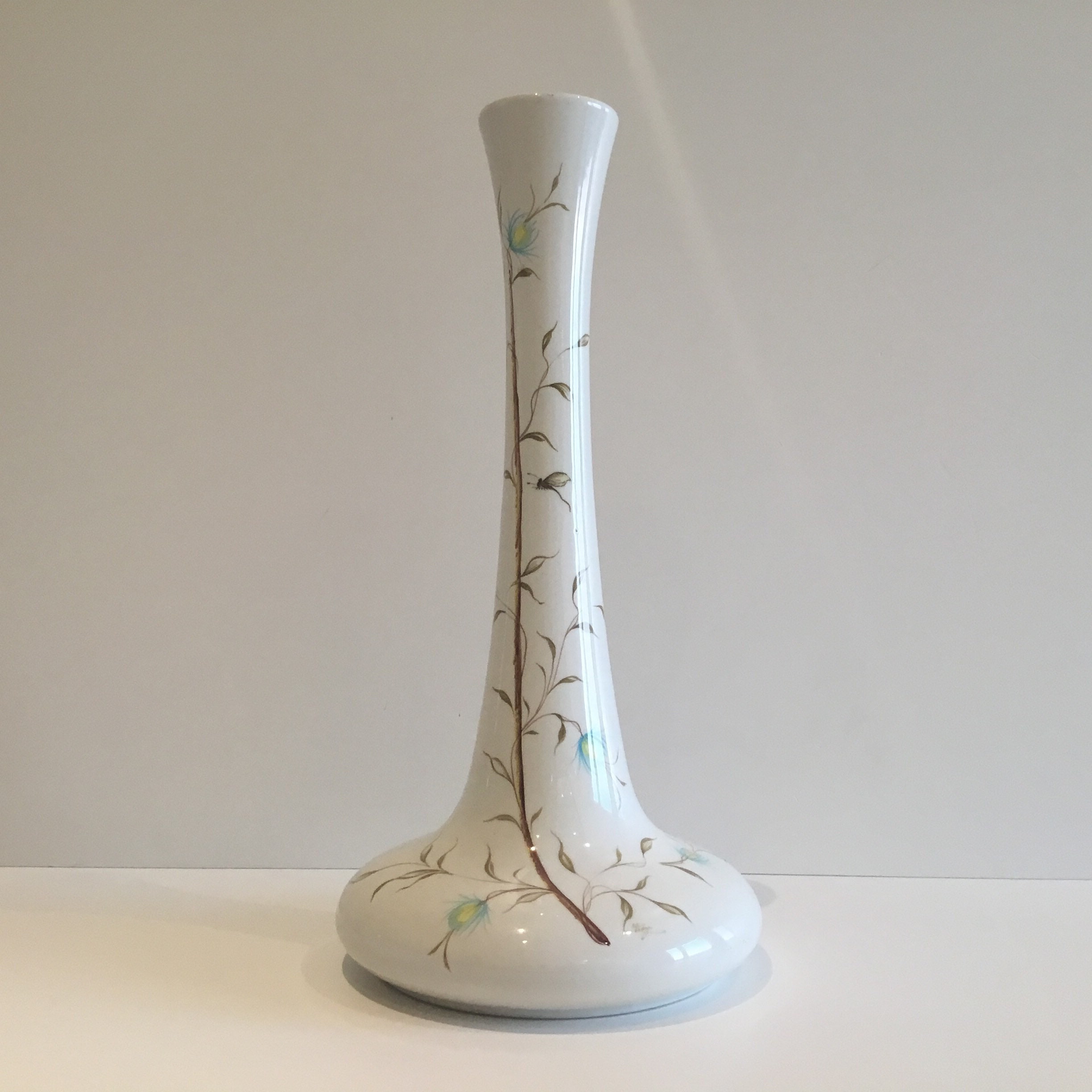 Vintage Vase | 1940s Italian Art Deco Porcelain, Hand-Painted Crackle Glaze — photo 3 of 7