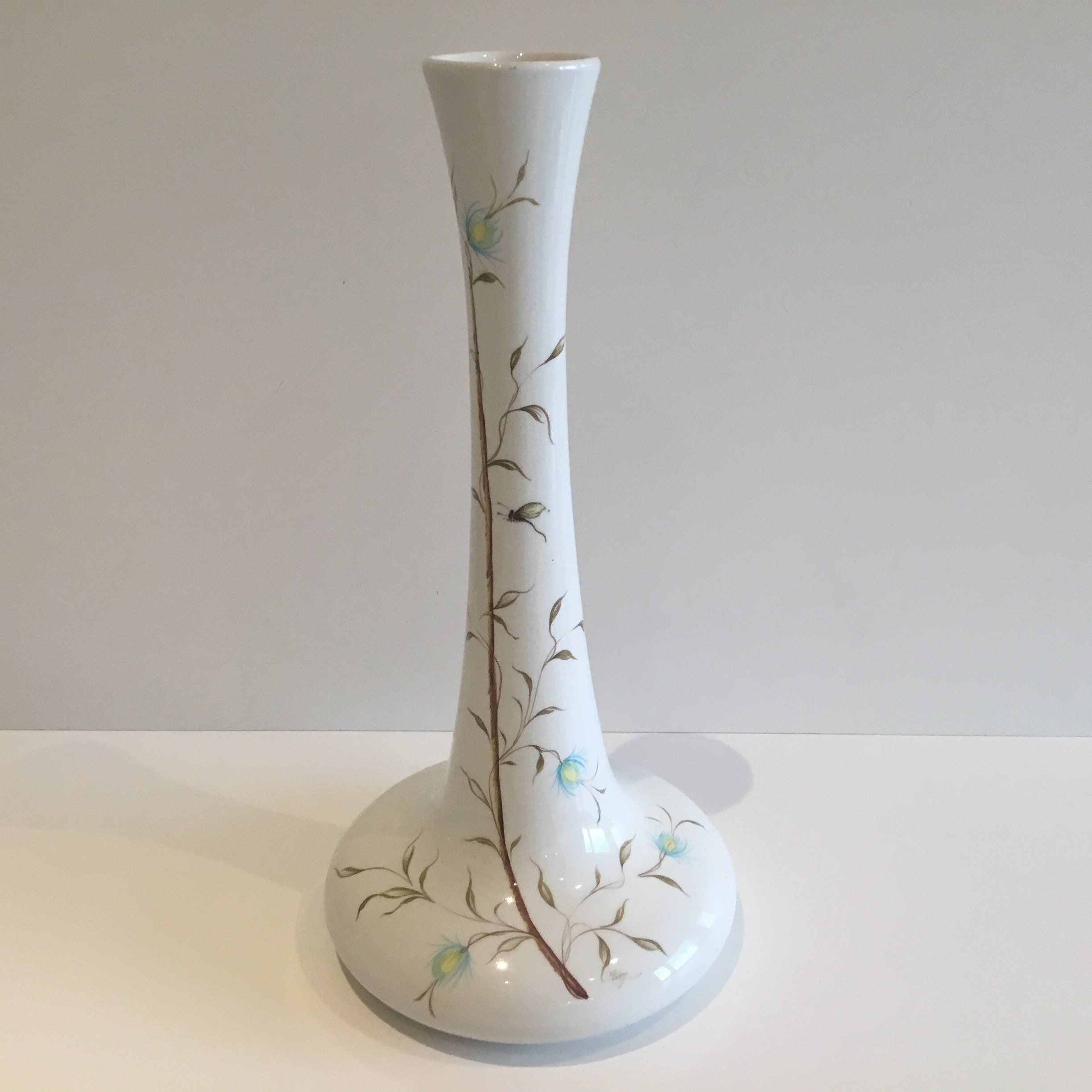 Vintage Vase | 1940s Italian Art Deco Porcelain, Hand-Painted Crackle Glaze — photo 4 of 7