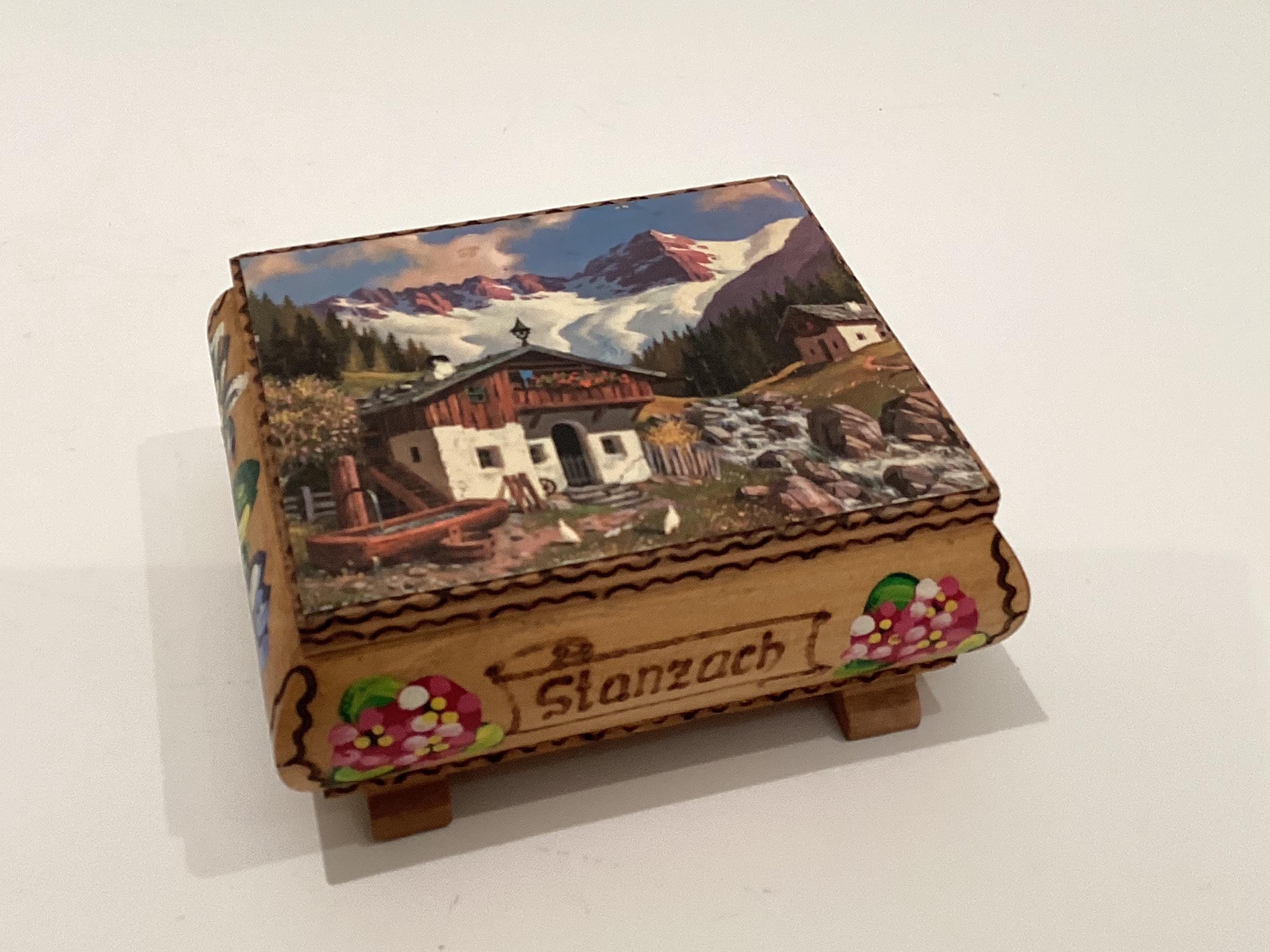Vintage Music Box | 1950s Swiss Reuge Ste Croix, Hand Engraved Stamzach Landscape — photo 2 of 10
