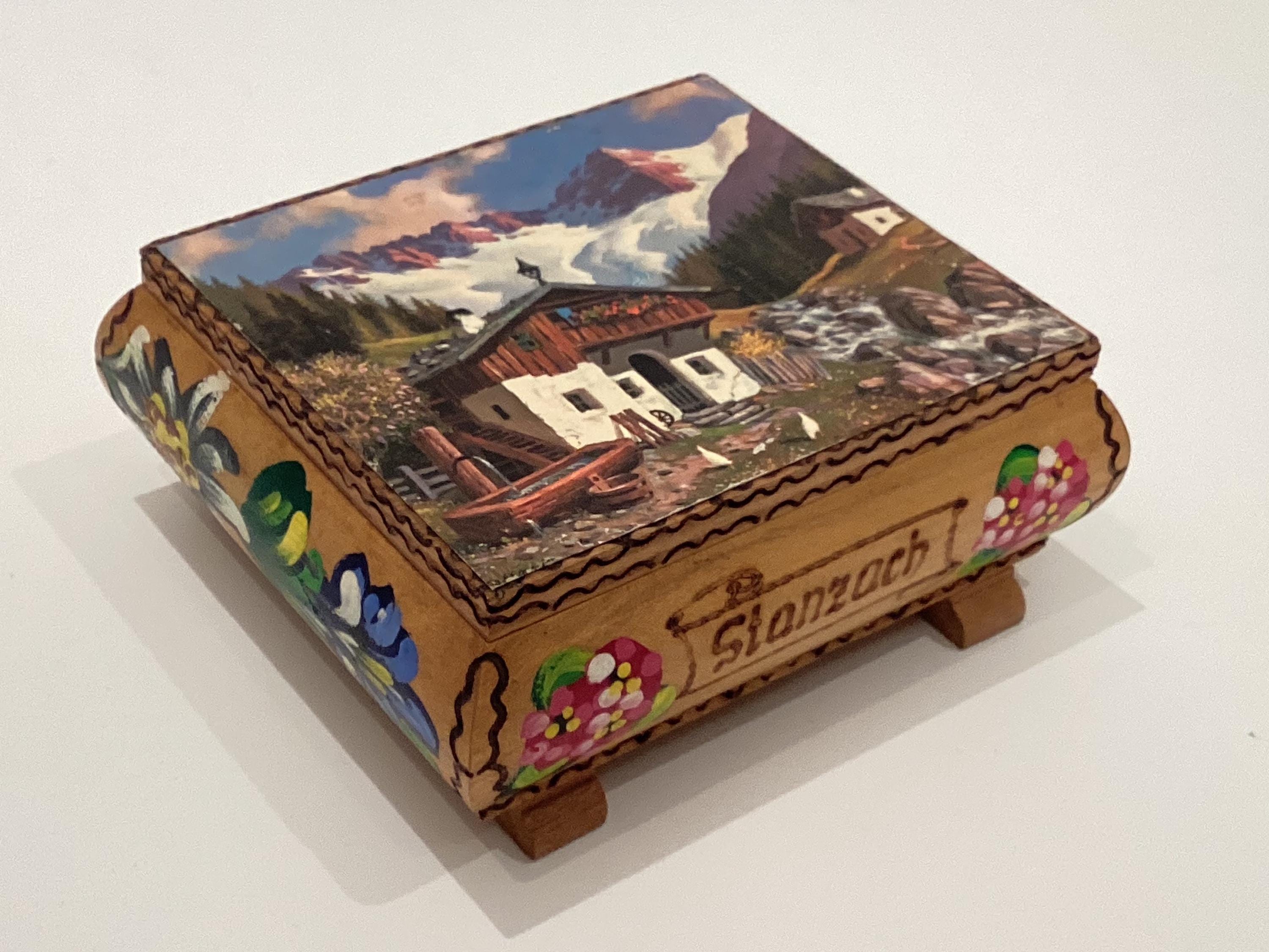 Vintage Music Box | 1950s Swiss Reuge Ste Croix, Hand Engraved Stamzach Landscape — photo 5 of 10