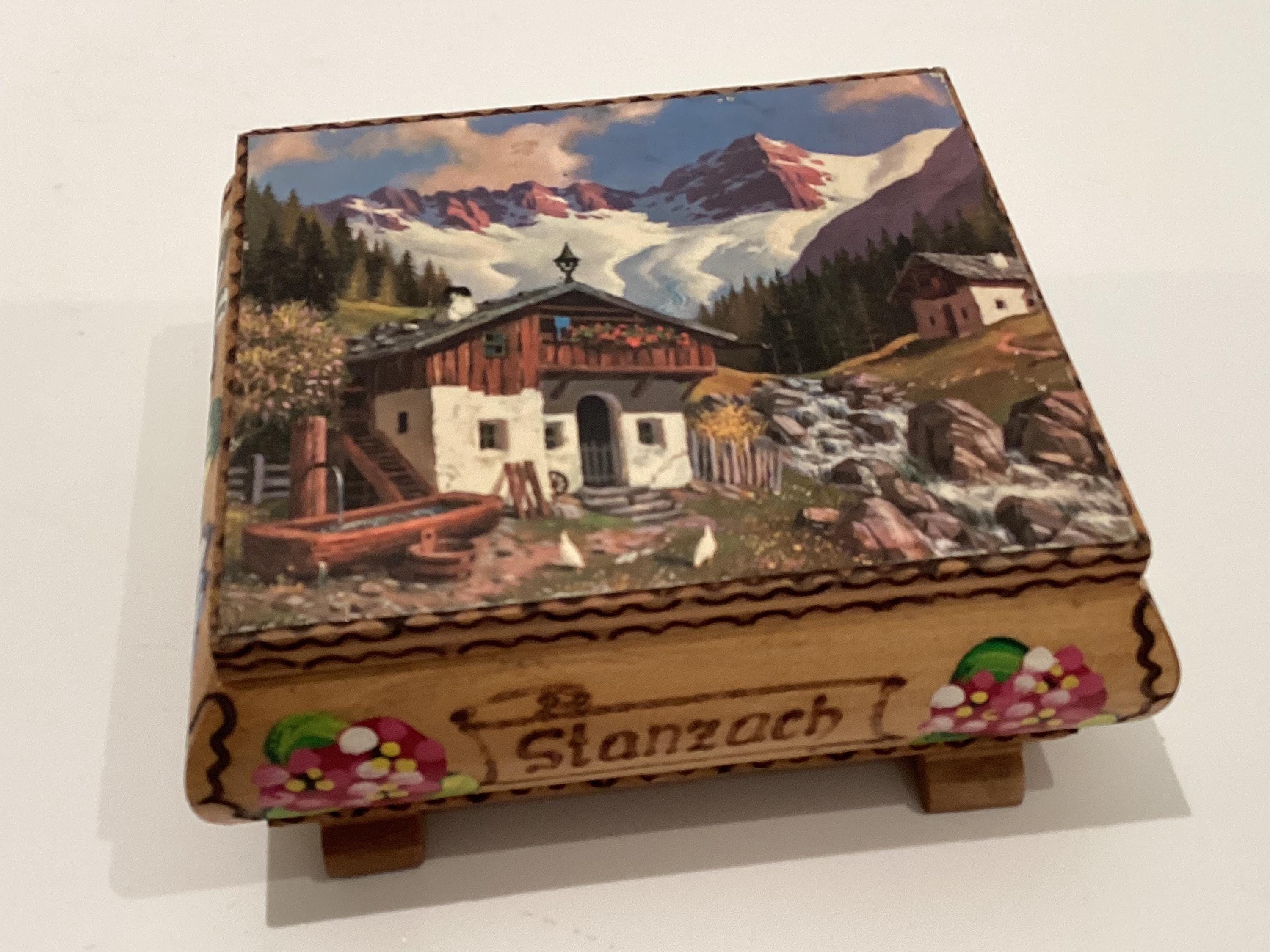 Vintage Music Box | 1950s Swiss Reuge Ste Croix, Hand Engraved Stamzach Landscape — photo 6 of 10