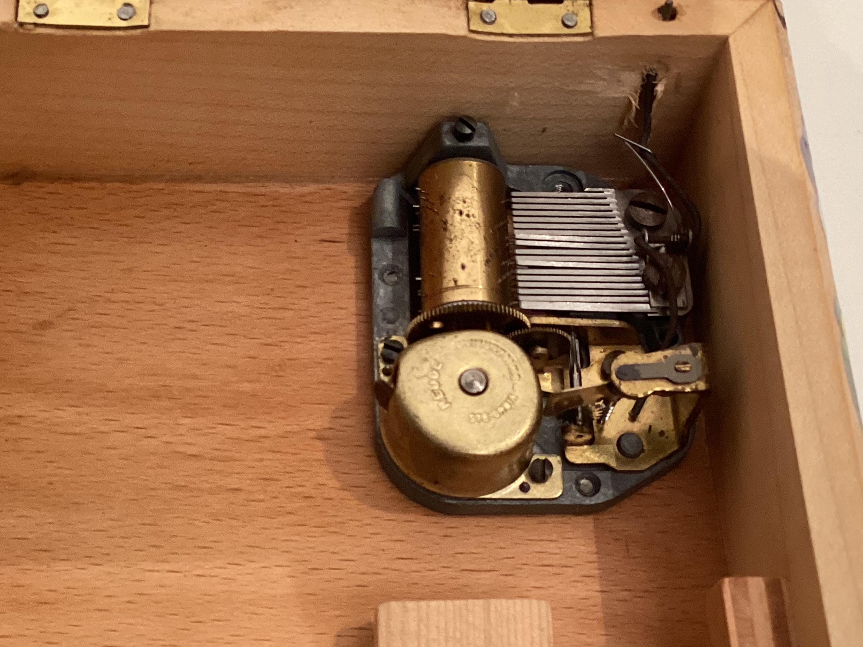 Vintage Music Box | 1950s Swiss Reuge Ste Croix, Hand Engraved Stamzach Landscape — photo 8 of 10