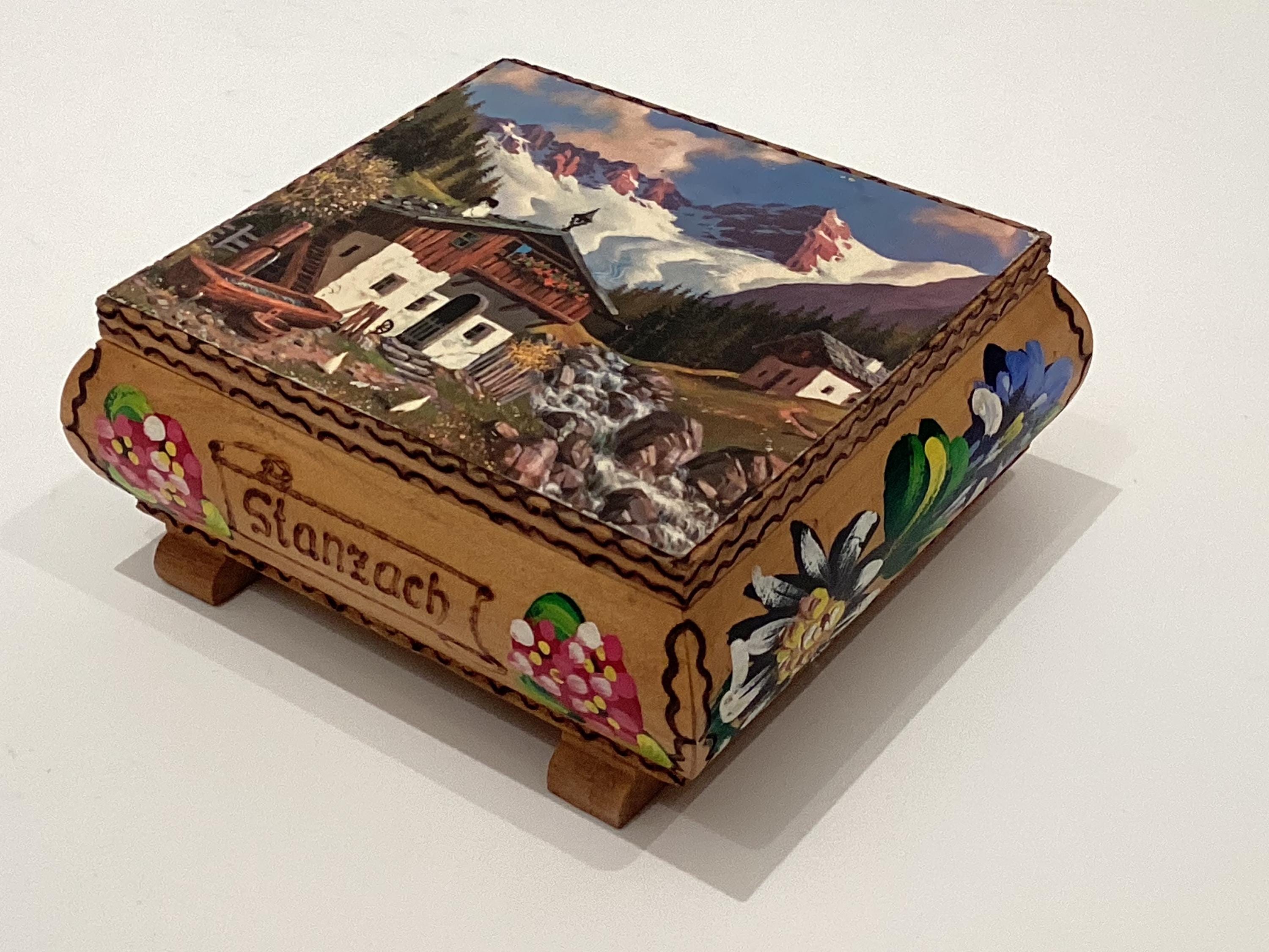 Vintage Music Box | 1950s Swiss Reuge Ste Croix, Hand Engraved Stamzach Landscape — photo 9 of 10