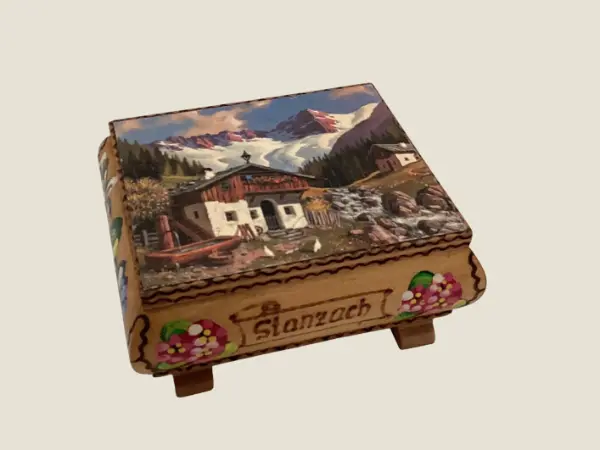 Vintage Music Box | 1950s Swiss Reuge Ste Croix, Hand Engraved Stamzach Landscape