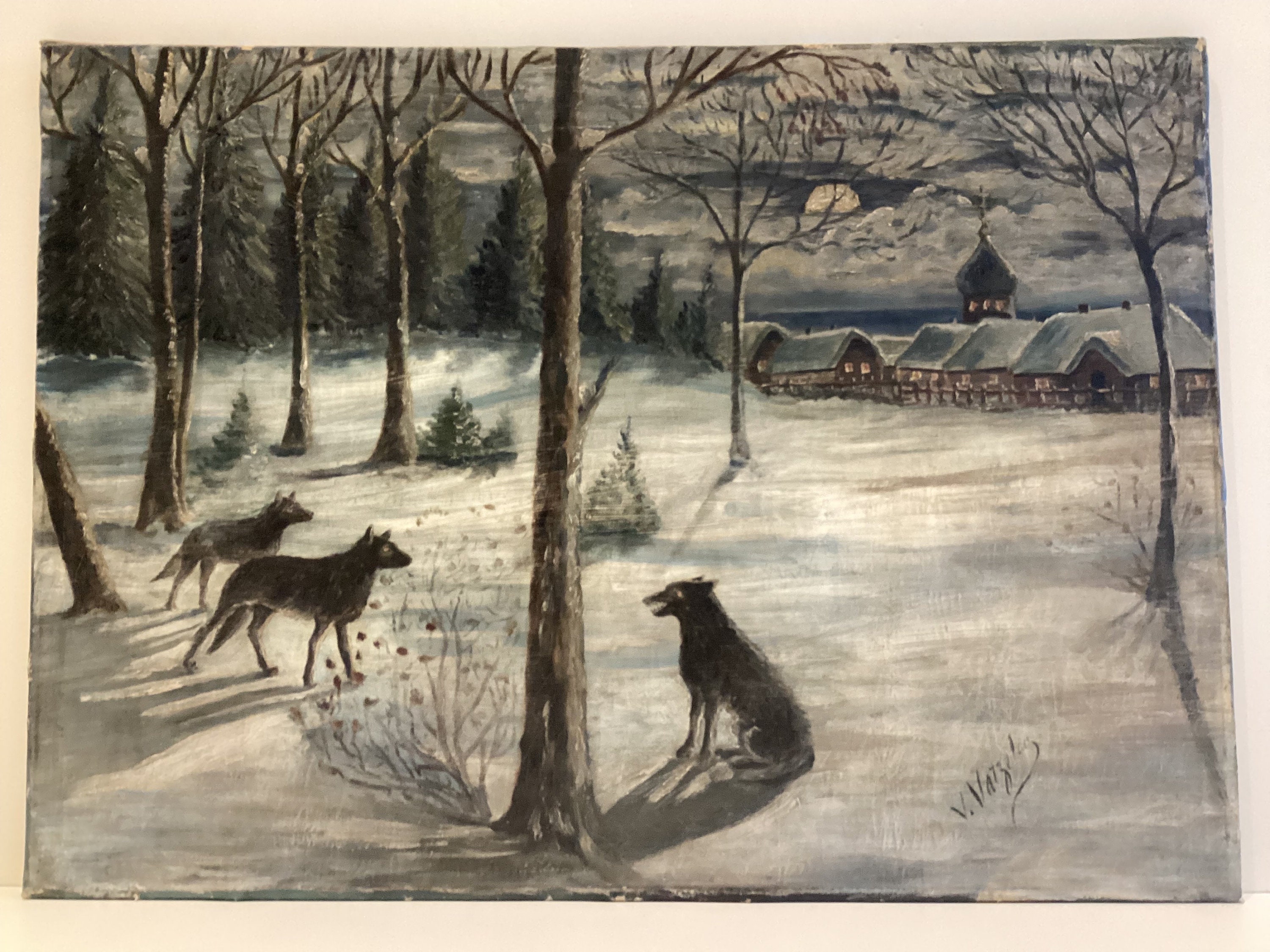 Painting With Wolves (1900s) Made In Ukraine — photo 3 of 8