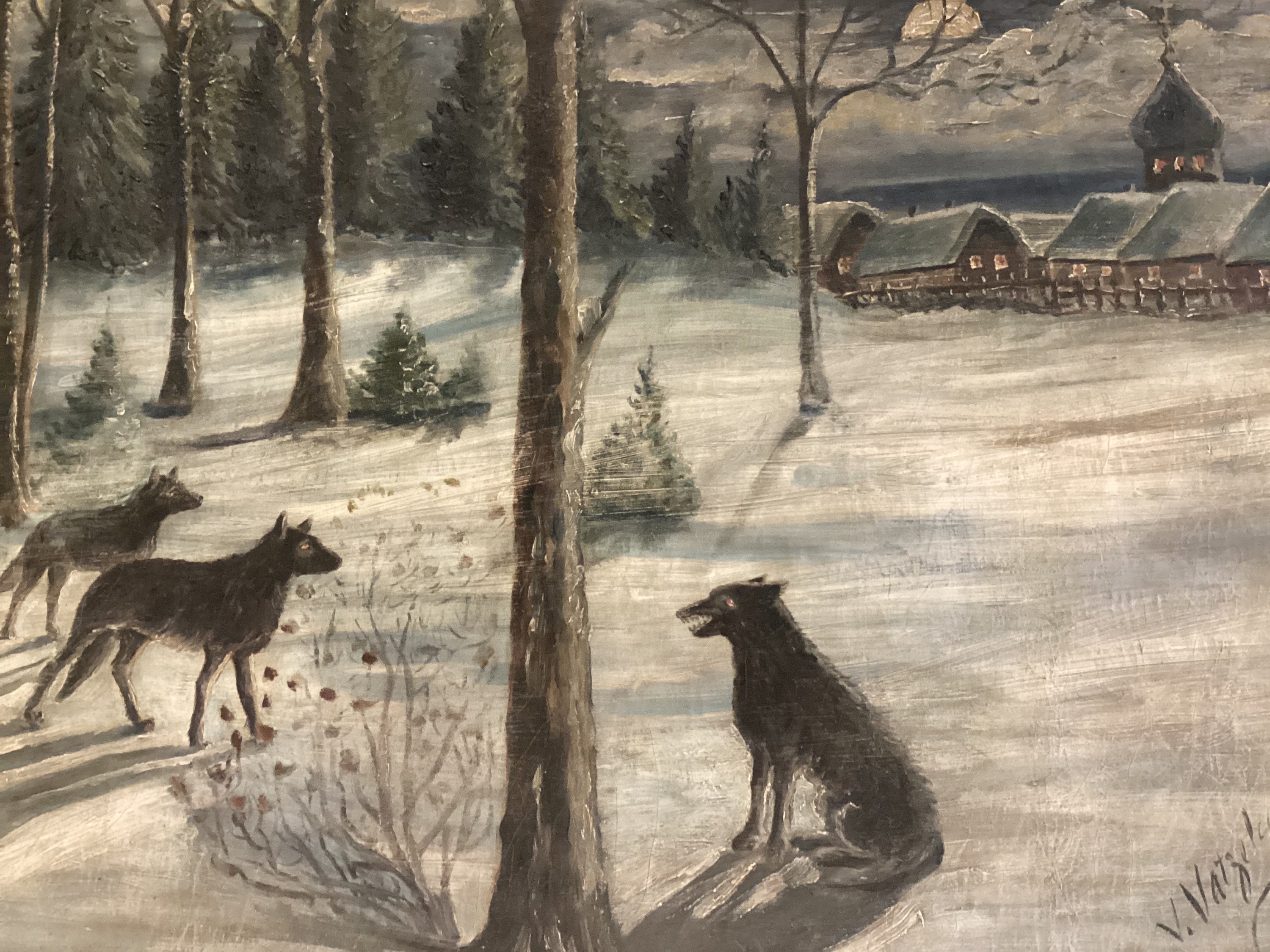 Painting With Wolves (1900s) Made In Ukraine — photo 4 of 8