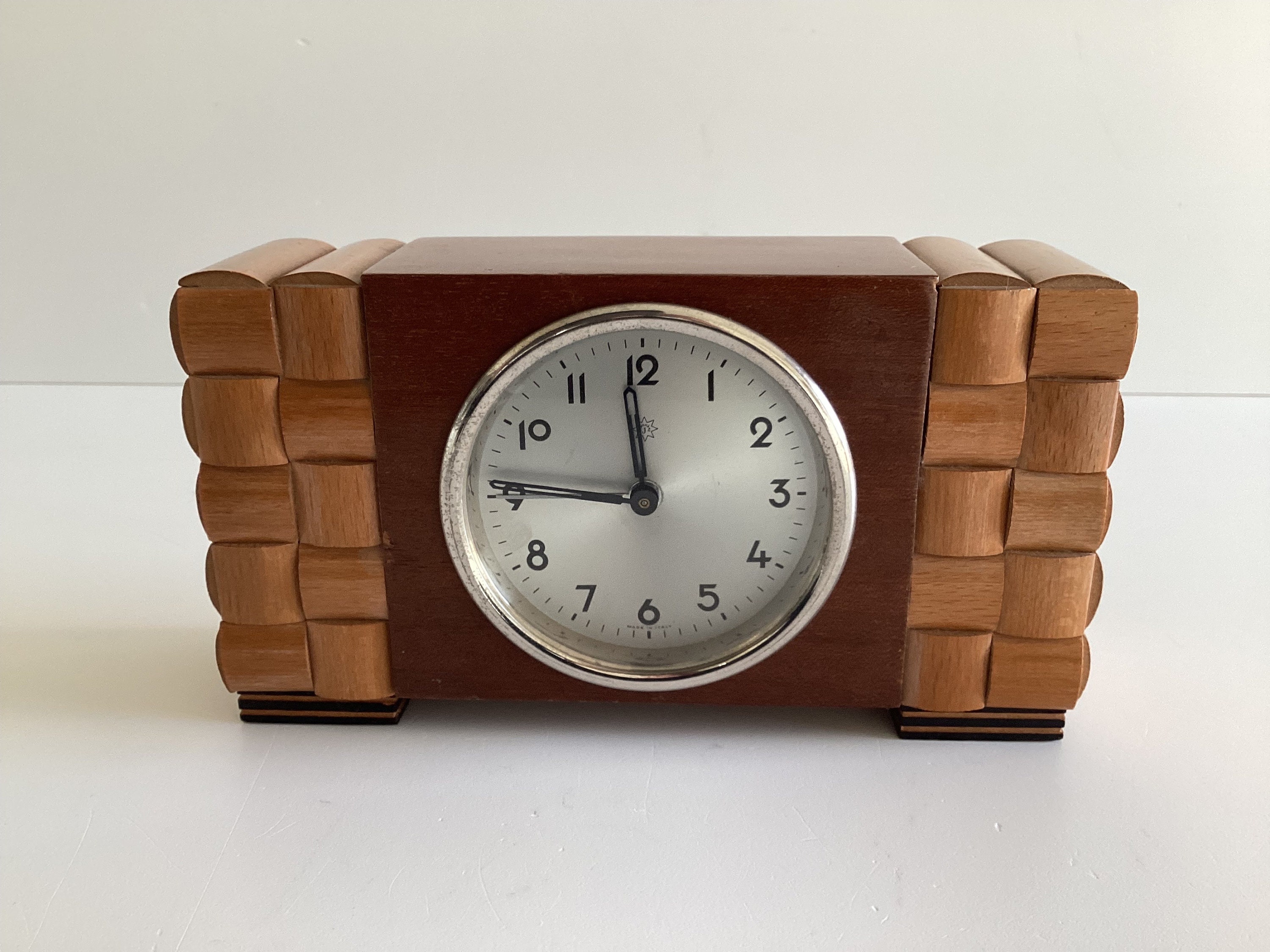 Antique Clock | 1930s Art Deco Junghans Italian Wooden Alarm, Rare Venice Workshop — photo 2 of 9
