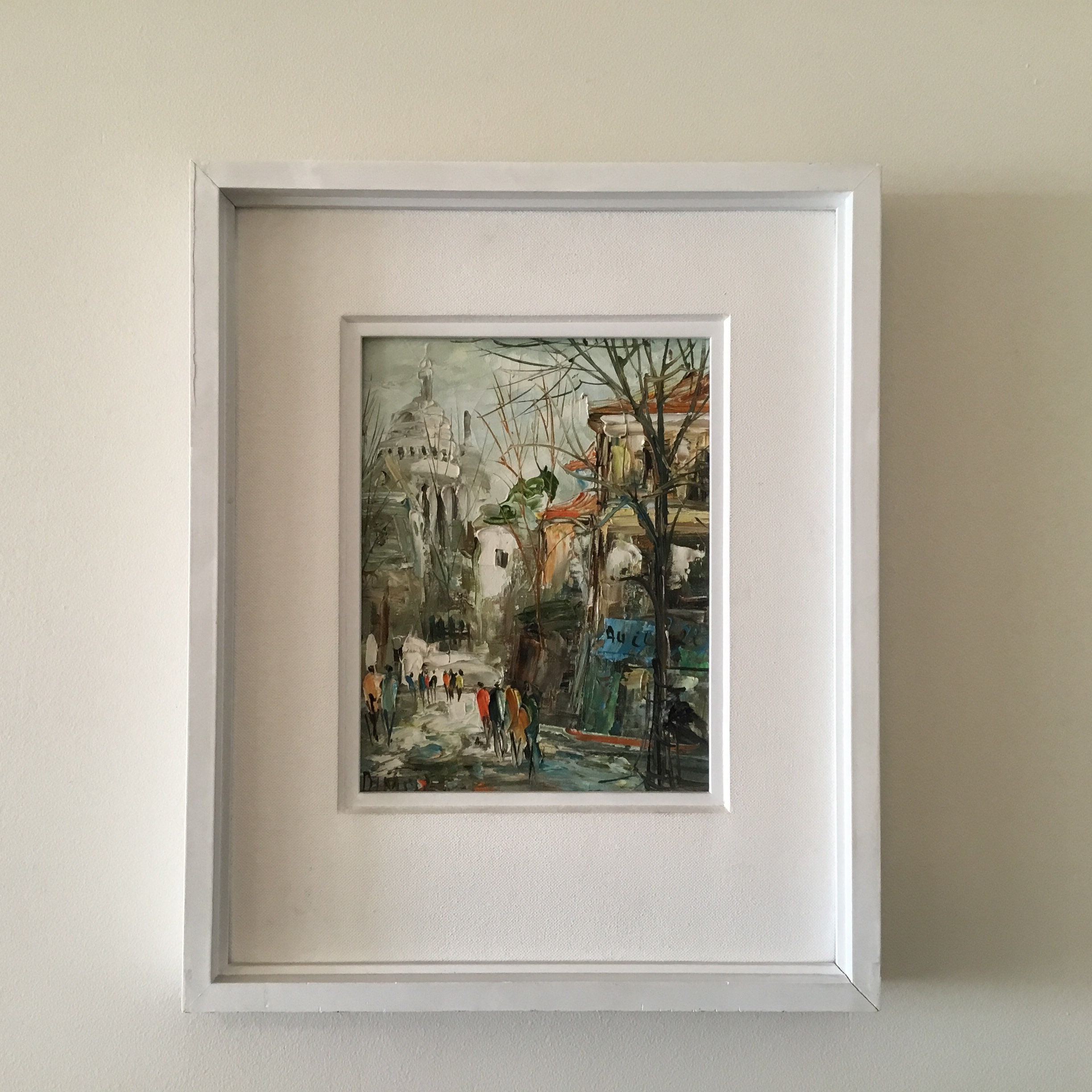 Vintage Painting | 1950s French Montmartre Paris Landscape, Signed Original Frame — photo 2 of 8