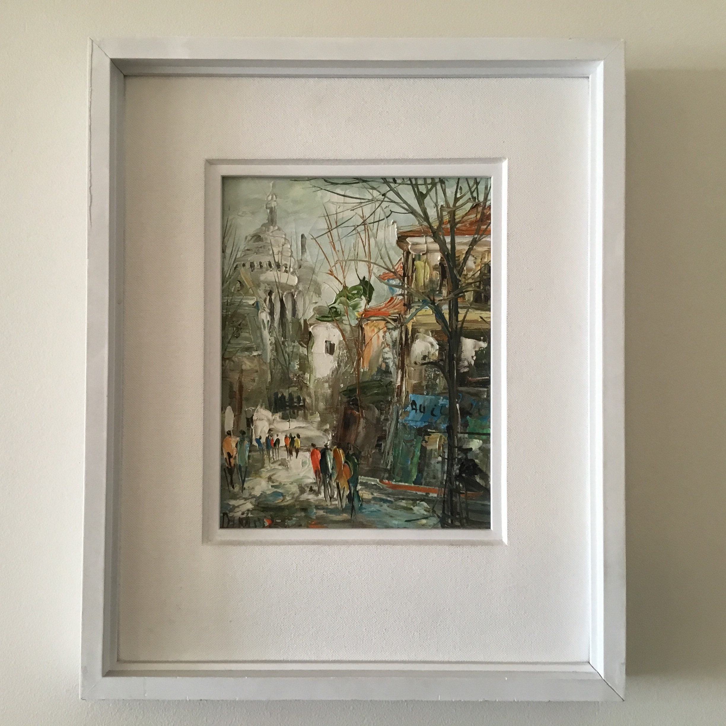 Vintage Painting | 1950s French Montmartre Paris Landscape, Signed Original Frame — photo 3 of 8