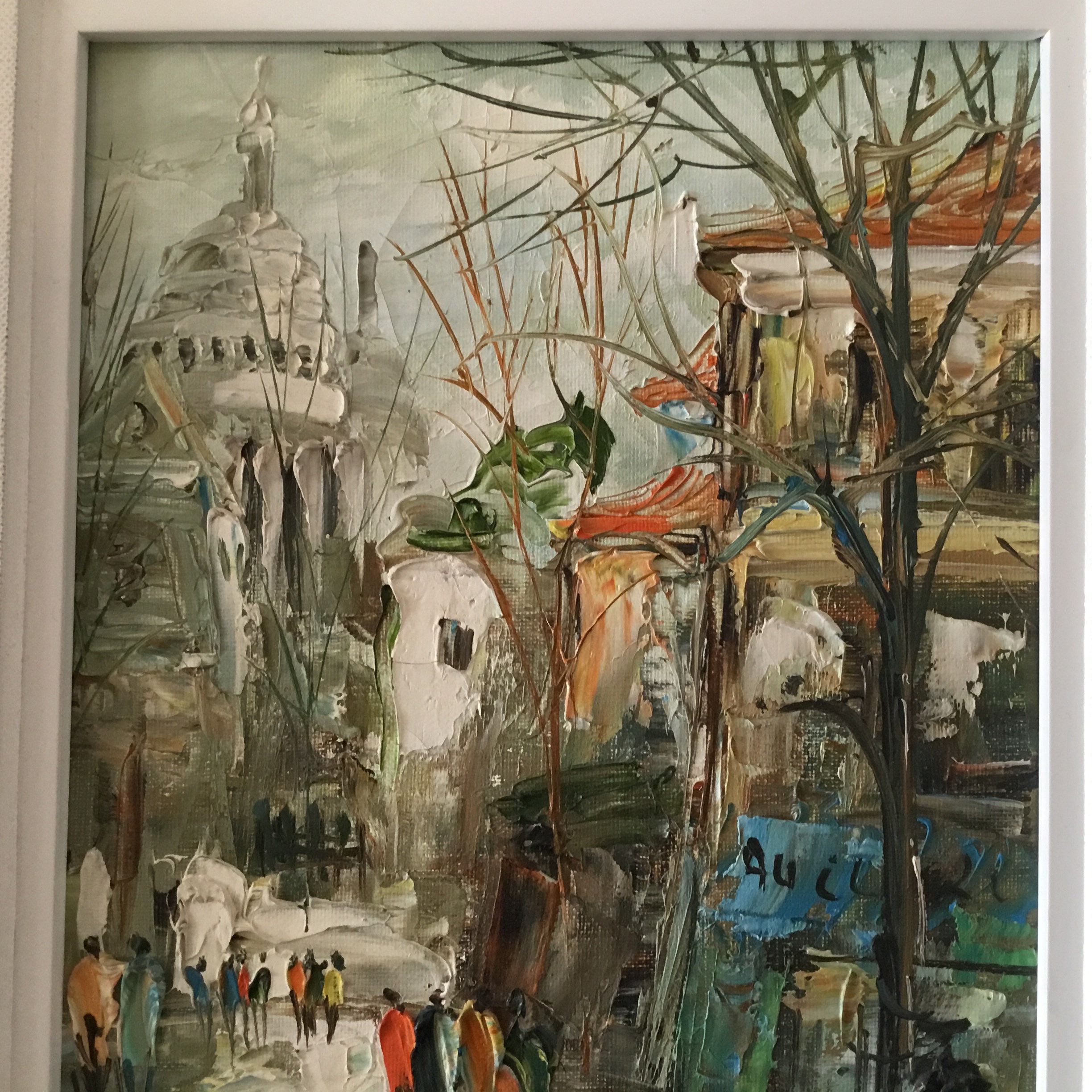 Vintage Painting | 1950s French Montmartre Paris Landscape, Signed Original Frame — photo 5 of 8