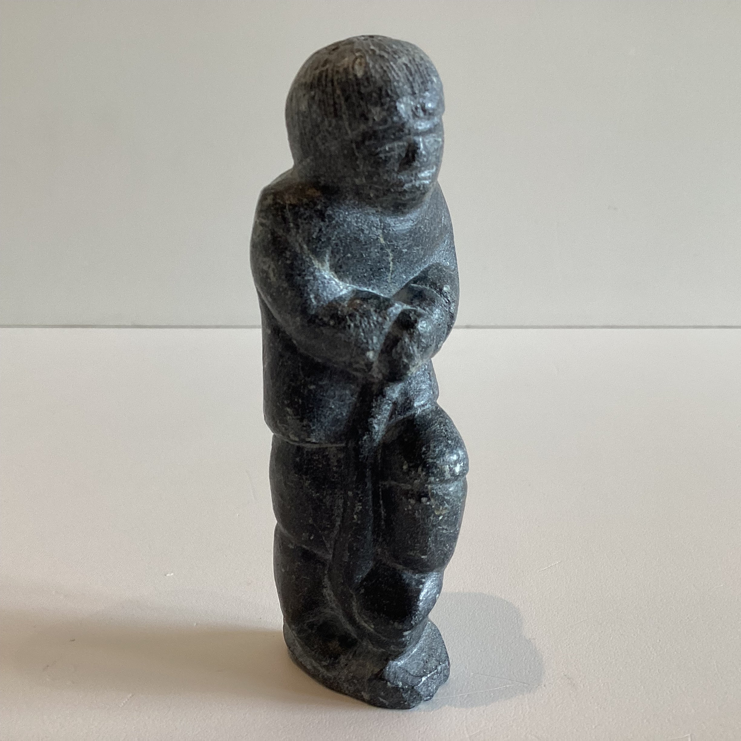 Antique Inuit Sculpture | Early 1900s Soapstone Carved Figurine, Signed & Numbered — photo 2 of 8