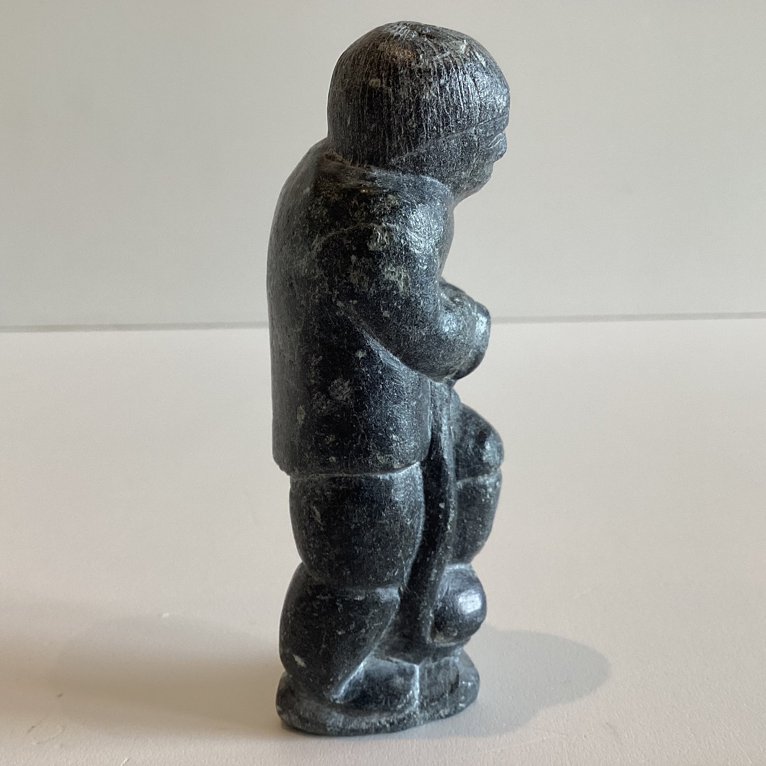 Antique Inuit Sculpture | Early 1900s Soapstone Carved Figurine, Signed & Numbered — photo 3 of 8