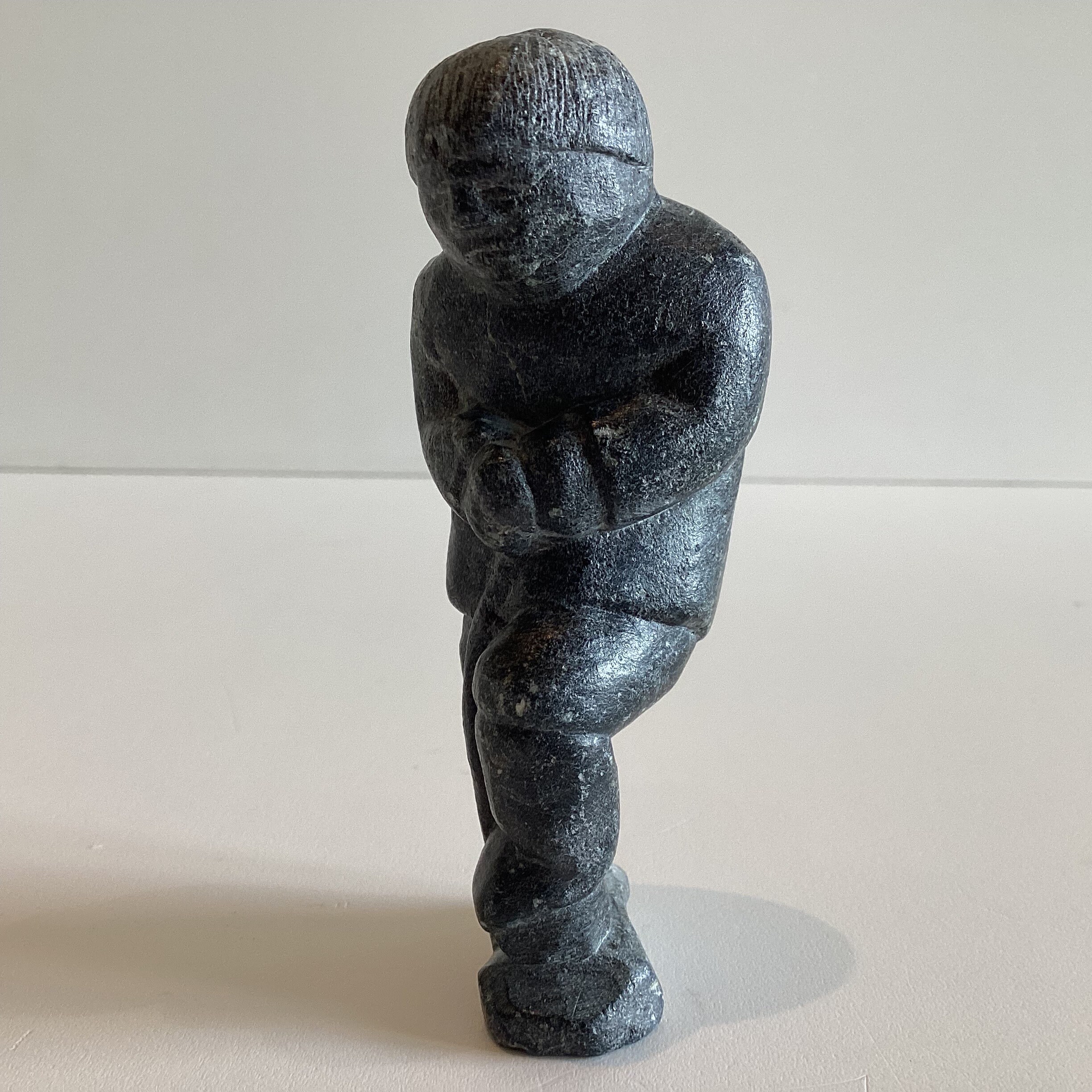 Antique Inuit Sculpture | Early 1900s Soapstone Carved Figurine, Signed & Numbered — photo 4 of 8
